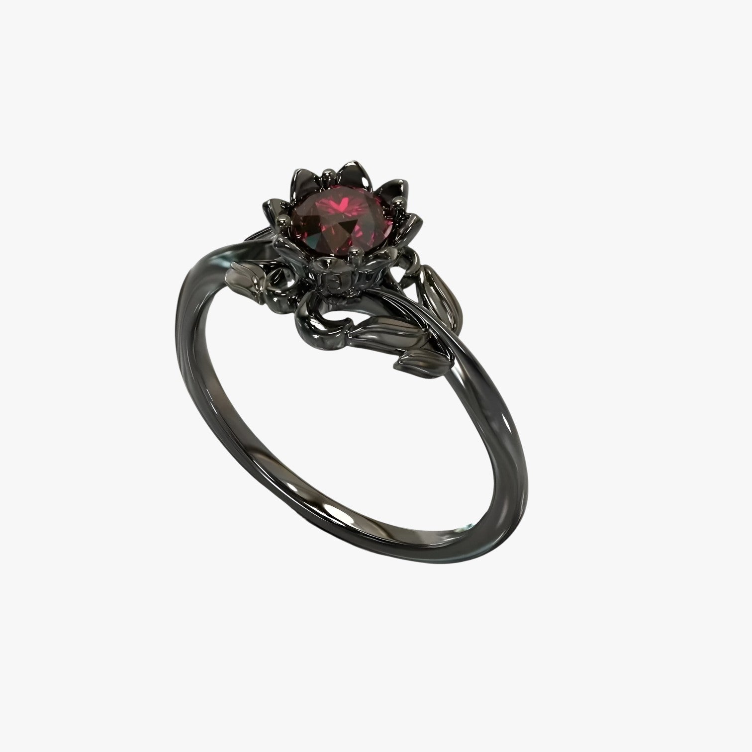 Colleen | Nattens Rose - Stilfuld ring med rød sten til et dristigt look - Sort - women's fashion - {{ product_tags }