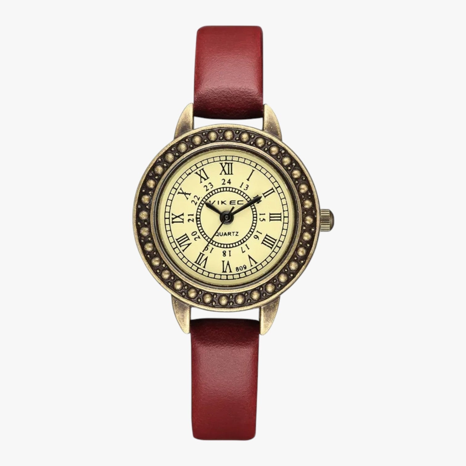 Laurel | Vintage læderur med romersk urskive - Rød - watches - {{ product_tags }