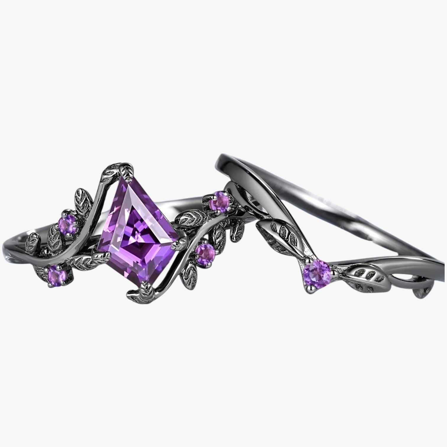 Eva | Sæt af Lilla Stabelbare Ringe i Elegant Goth Stil - - women's fashion - {{ product_tags }
