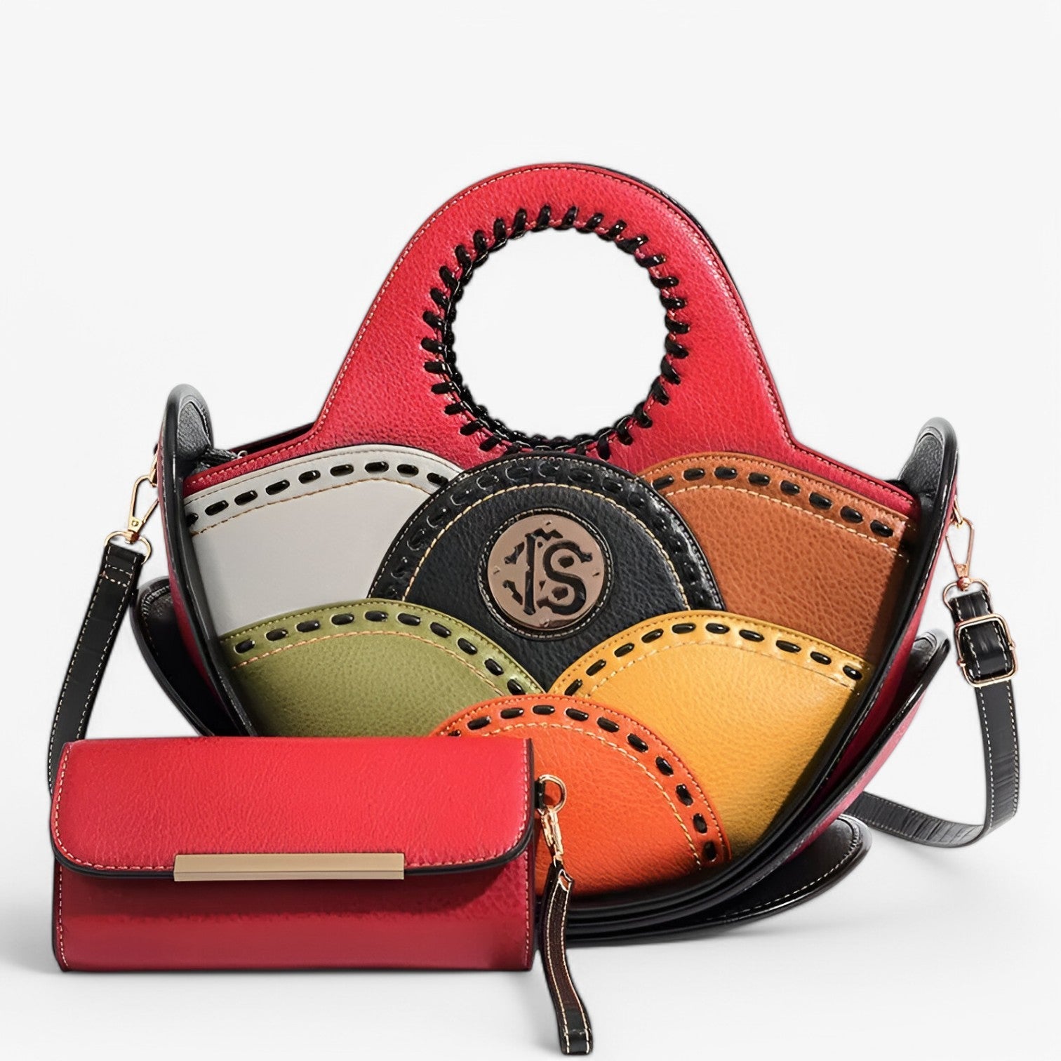 Valeria | Stor Læder Skuldertaske med Rummelige Opbevaringslommer - Rød - bags - {{ product_tags }