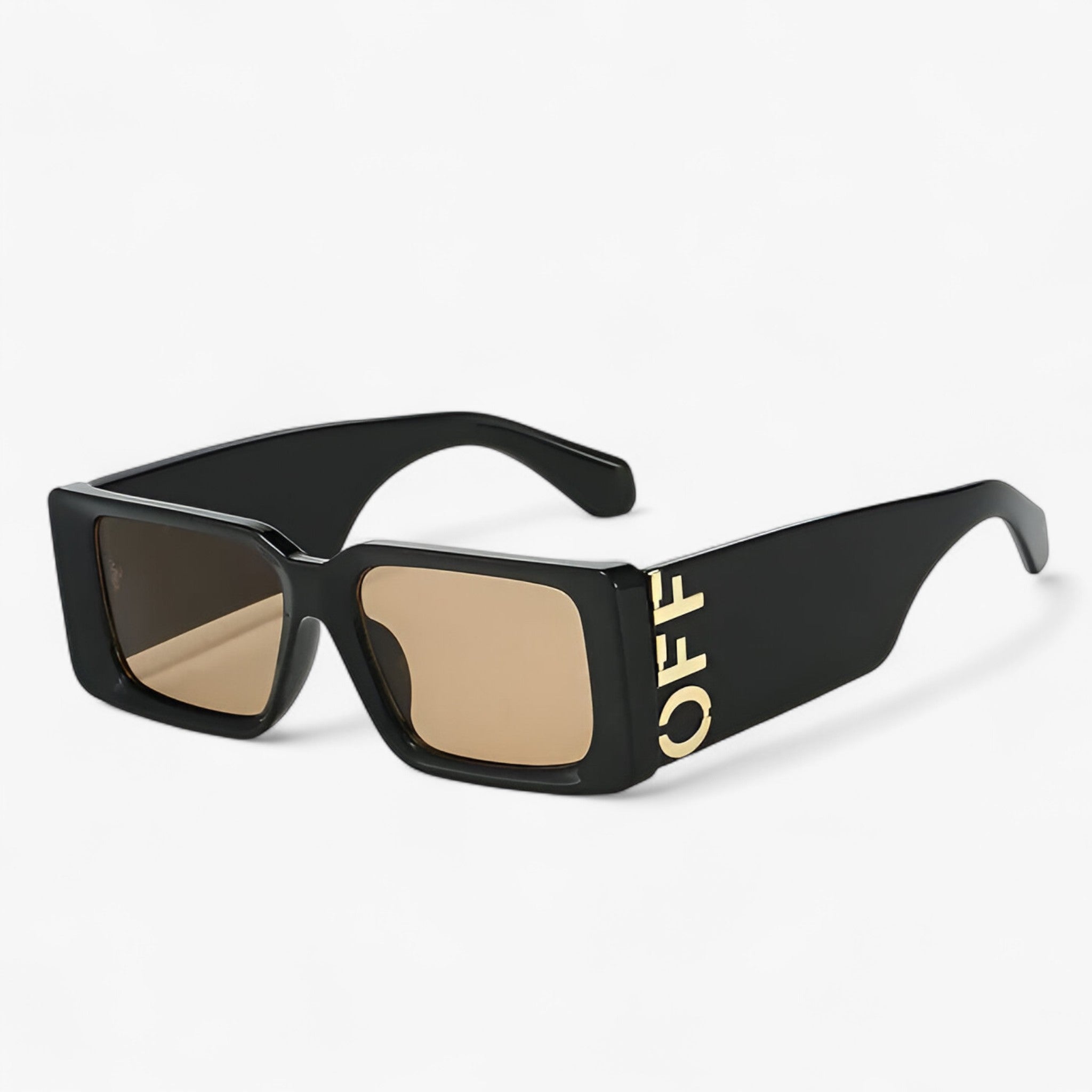 Arielle | Retro solbriller med firkantet stel og brede ben - Sort te INGEN kasse - women's fashion - {{ product_tags }