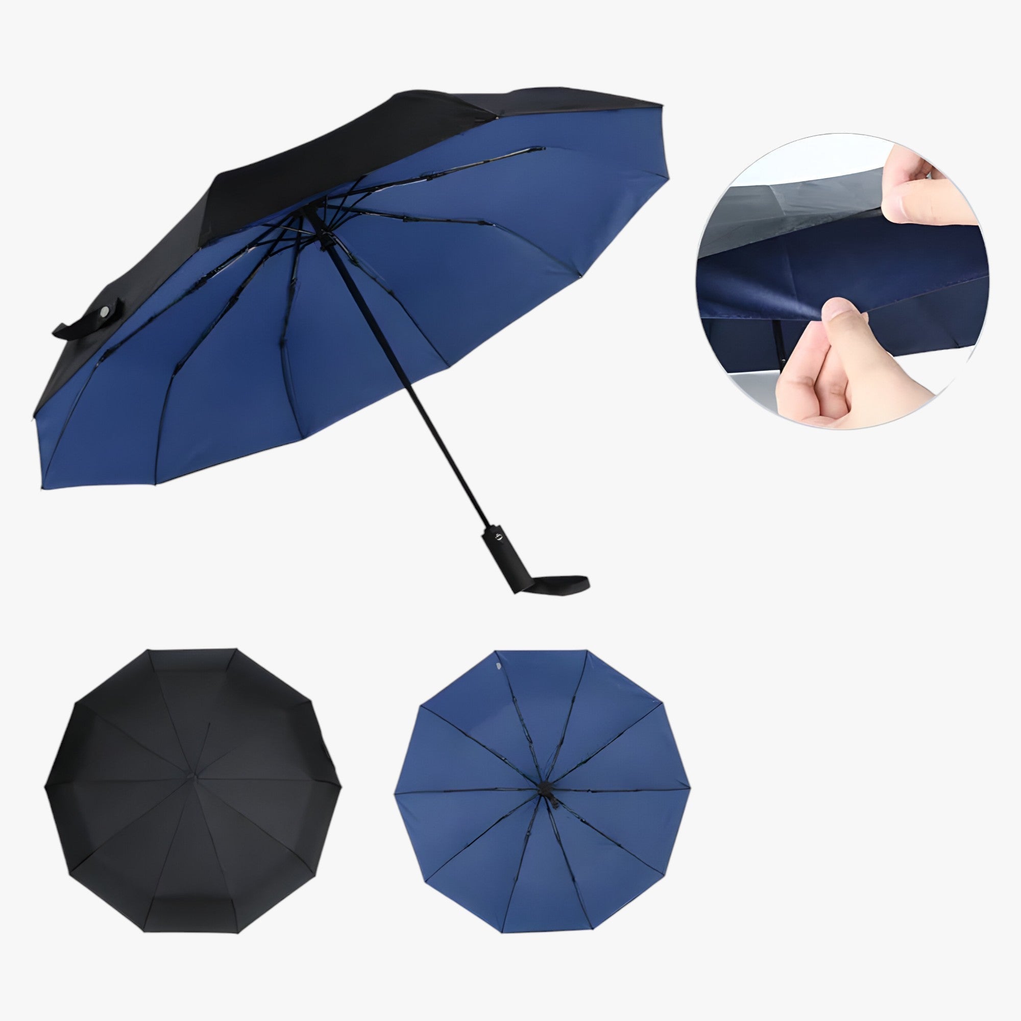 Foldbar | Vindbeskyttende parasol - Stort og holdbart til alle vejrforsikringer - Mørkeblå - house & garden - {{ product_tags }