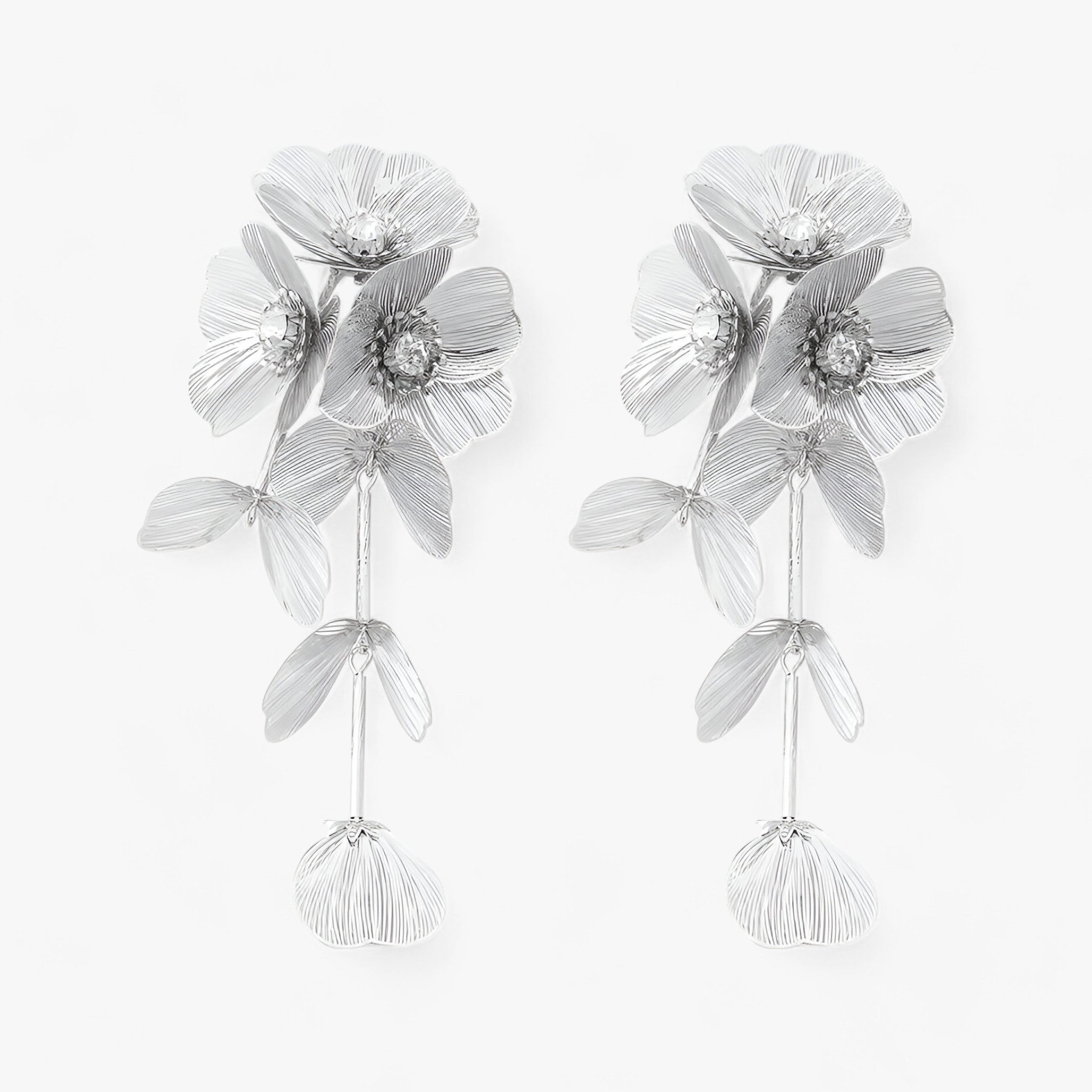 Zoë | Vintage Blomst Kwastøreringe – Elegant og Unik - Sølv 3 - women's fashion - {{ product_tags }