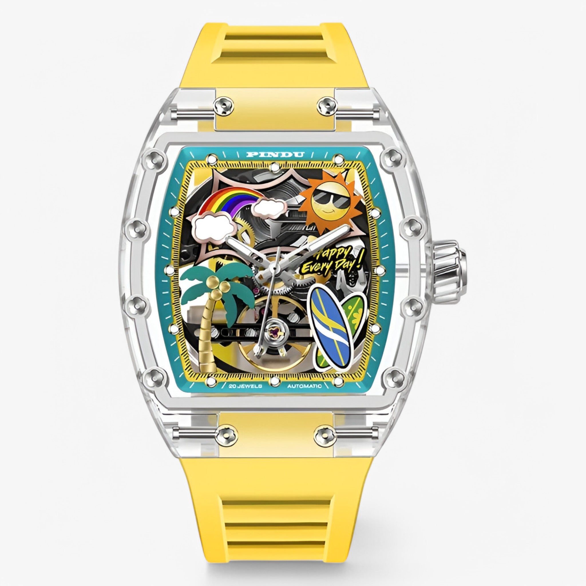 Kian | Personligt sommer-mekanisk ur - Gul silikone - watches - {{ product_tags }