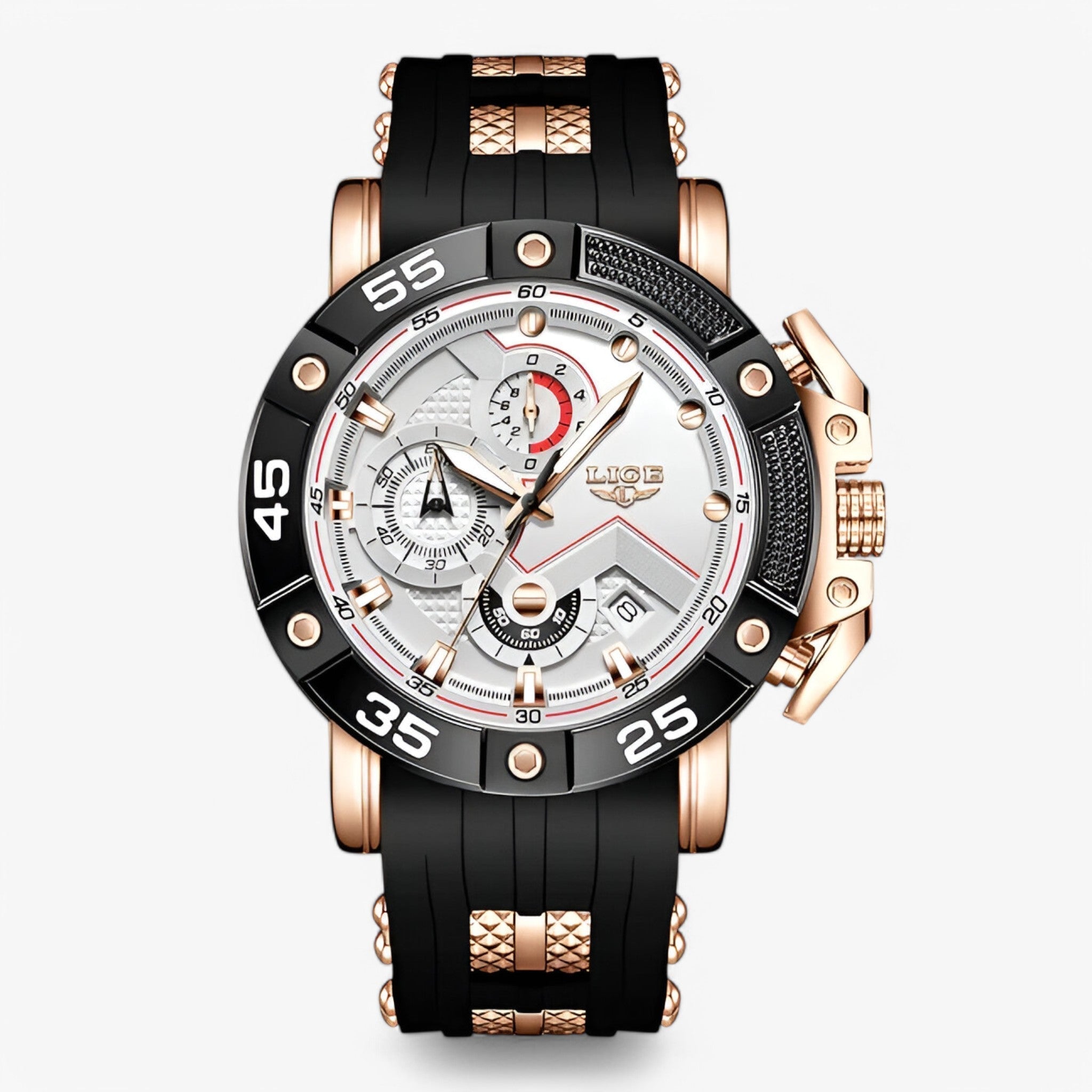 Paco | Quartz sports militær herreur - hvid rosa guld - watches - {{ product_tags }