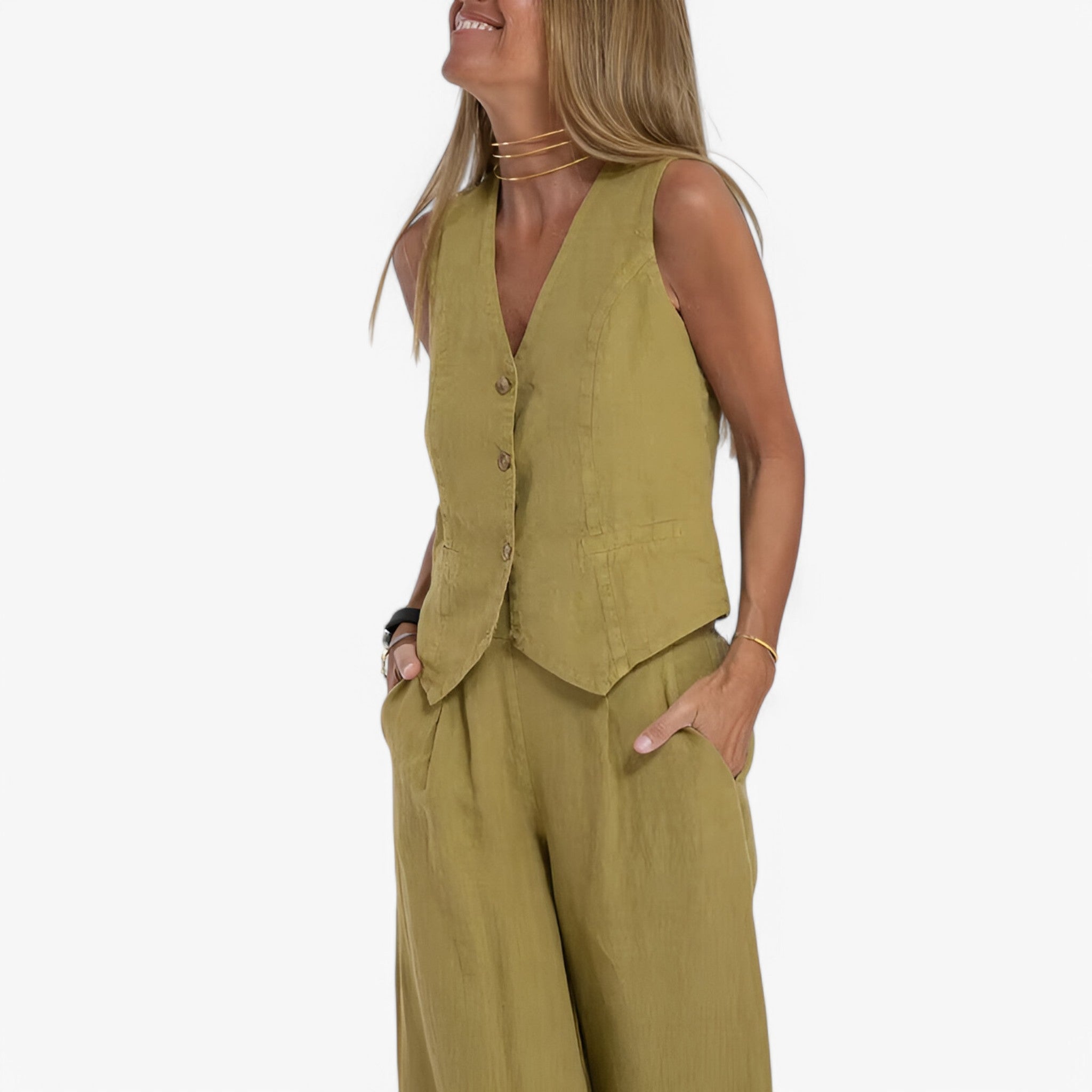Lina | Ærmeløs vest (med gratis koordinerede bukser) - - women's fashion - {{ product_tags }