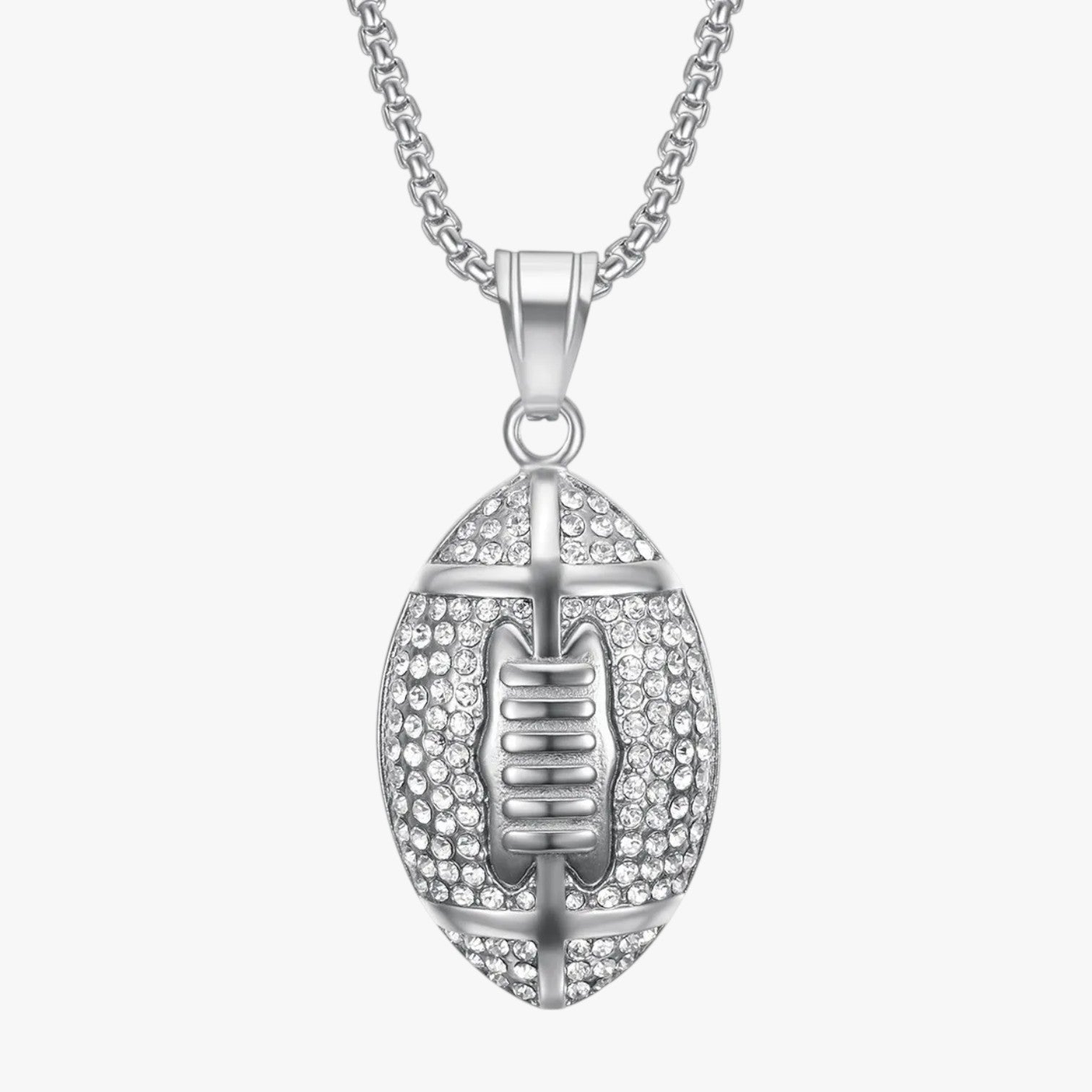 Jayson | Rugby-halskæde i stål med krystal - - other - {{ product_tags }