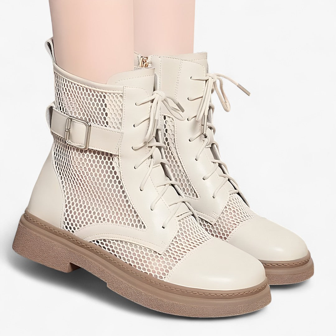 Talia | Netstøvler med snøre og tynd plateau til sommeren - - Talia | Netstøvler med snøre og tynd plateau til sommeren - €25 - {{ product_tags }