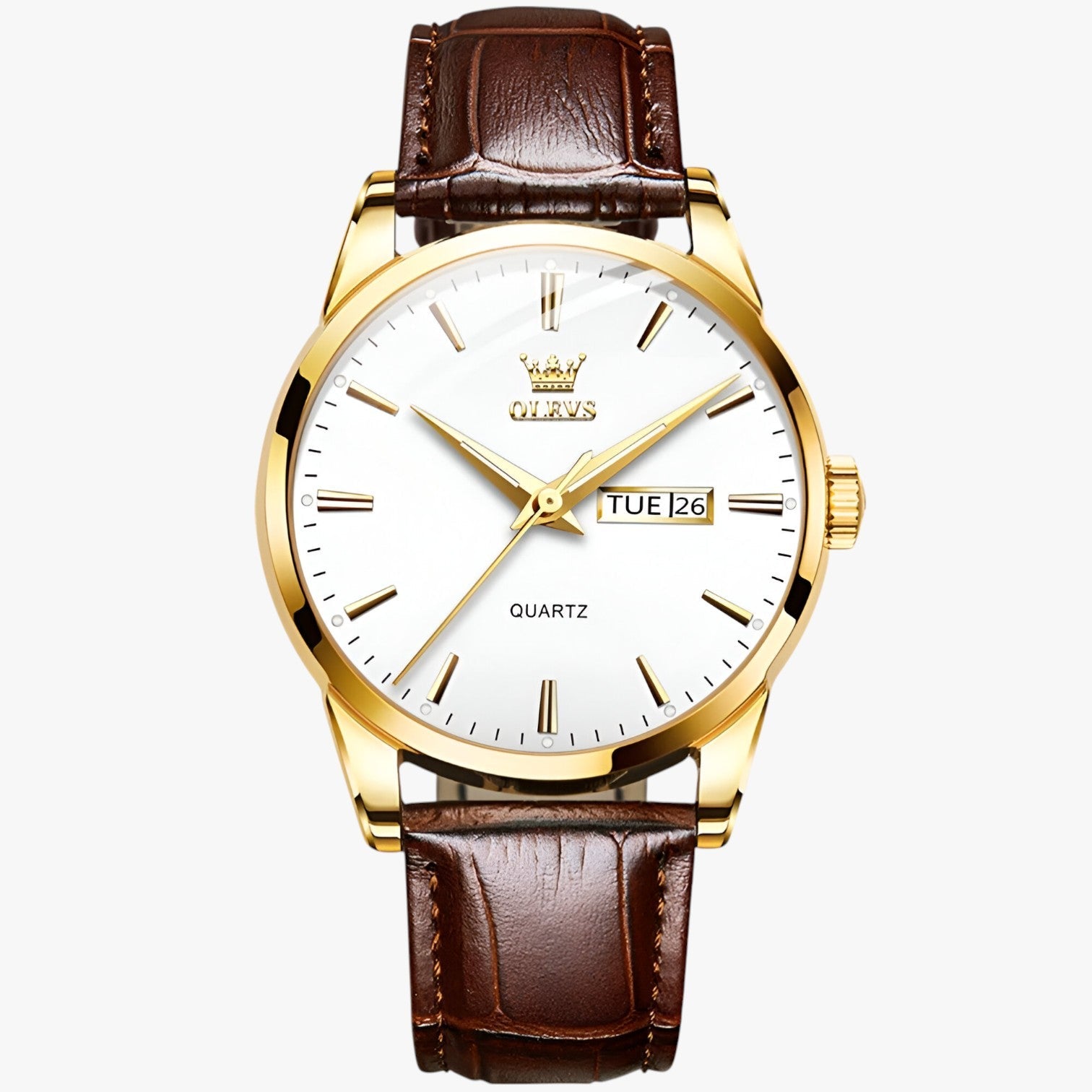 Antonio | Klassisk vandtæt læderur - Gylden hvid - watches - {{ product_tags }