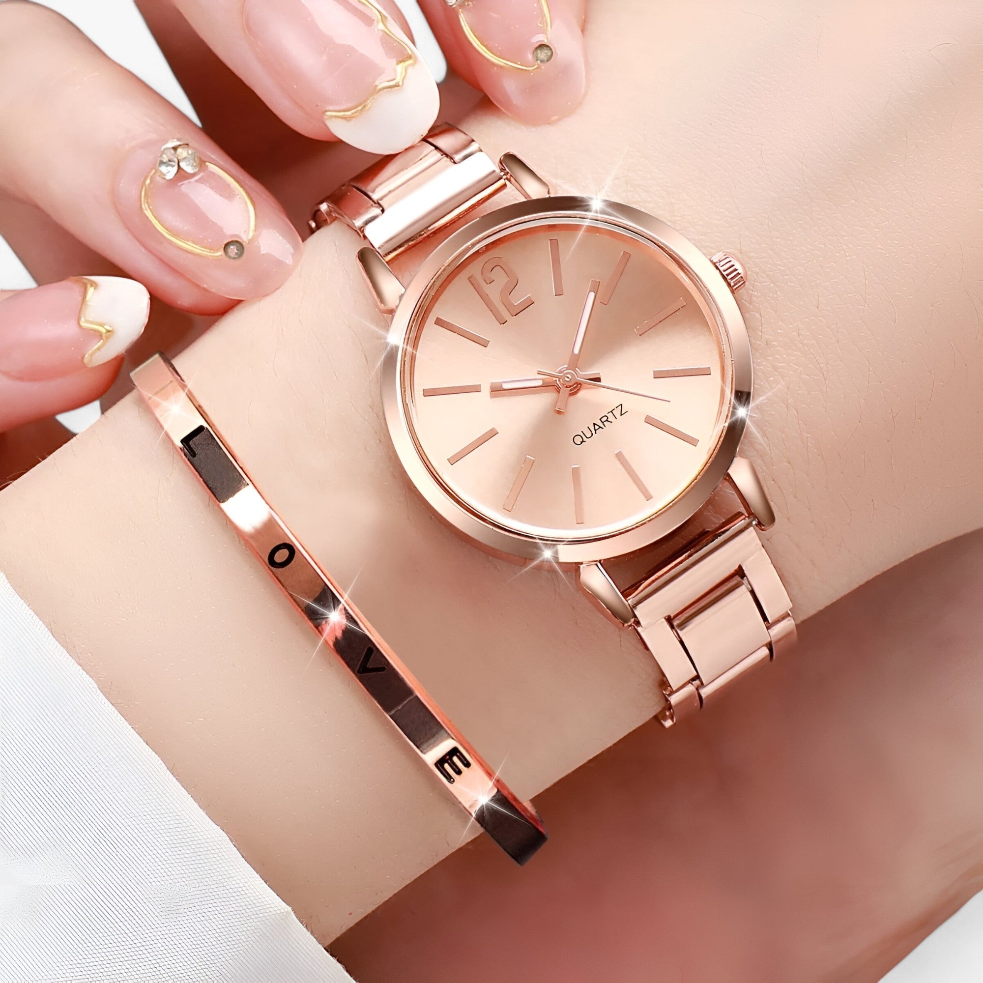 Lorena | Elegant dameur sæt - Stylet rustfrit stål & armbånd - - watches - {{ product_tags }
