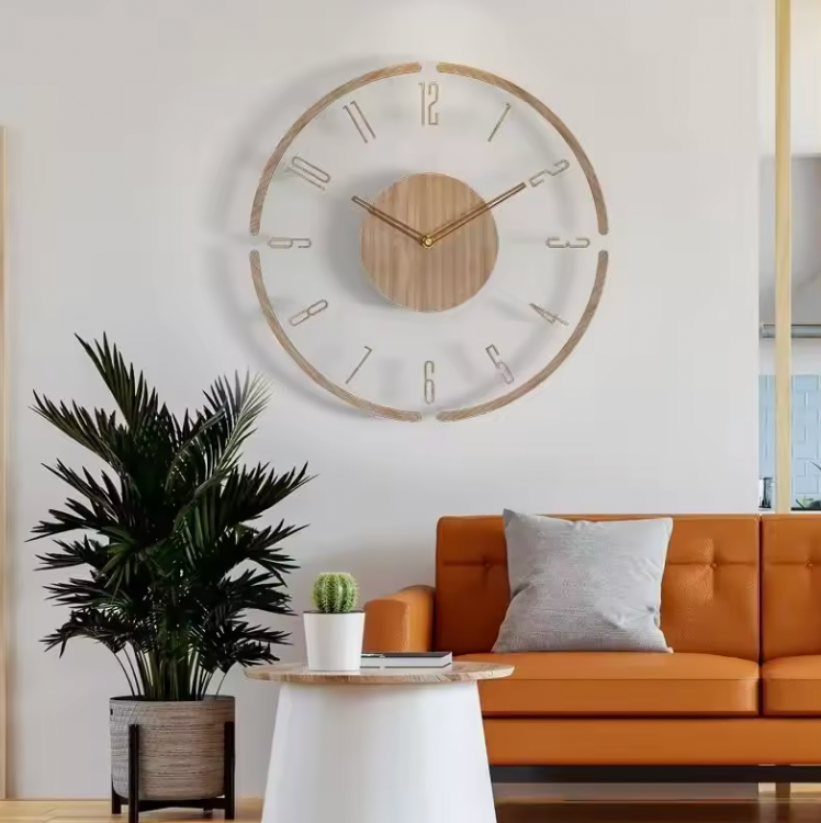 Lydløst Design Vægur - Akryl & Træ - - Home Decor - {{ product_tags }