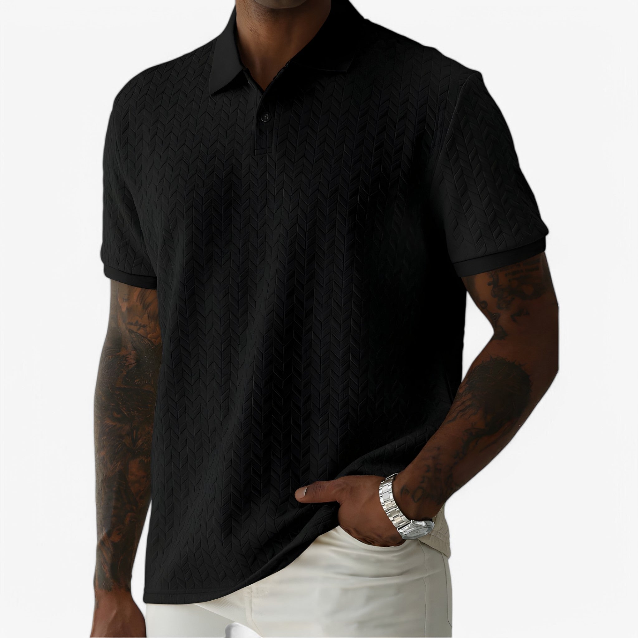 Carlo | Elegant Poloshirt - Sort - men's fashion - {{ product_tags }