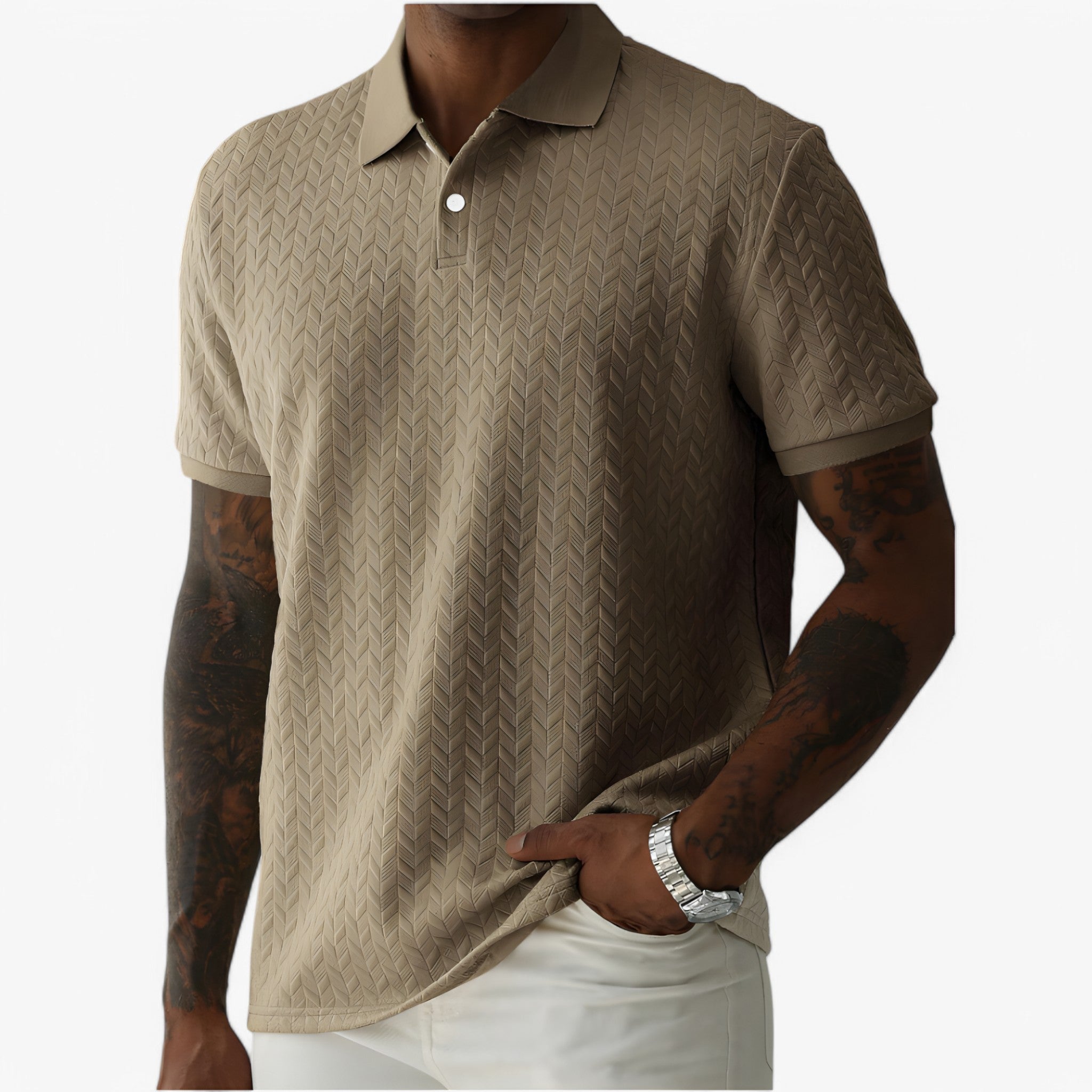 Carlo | Elegant Poloshirt - Khaki - men's fashion - {{ product_tags }