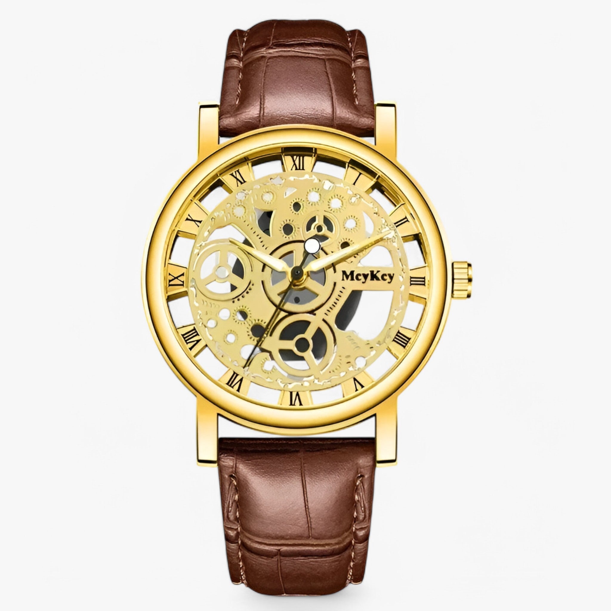 Leo | Quartz ur med perforeret rem - Gylden brun - watches - {{ product_tags }