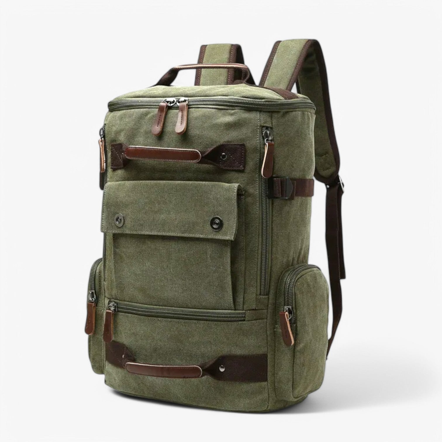 Enrique | Rumlig Vintage Læder Rygsæk med Laptoplomme - Militærgrøn - bags - {{ product_tags }