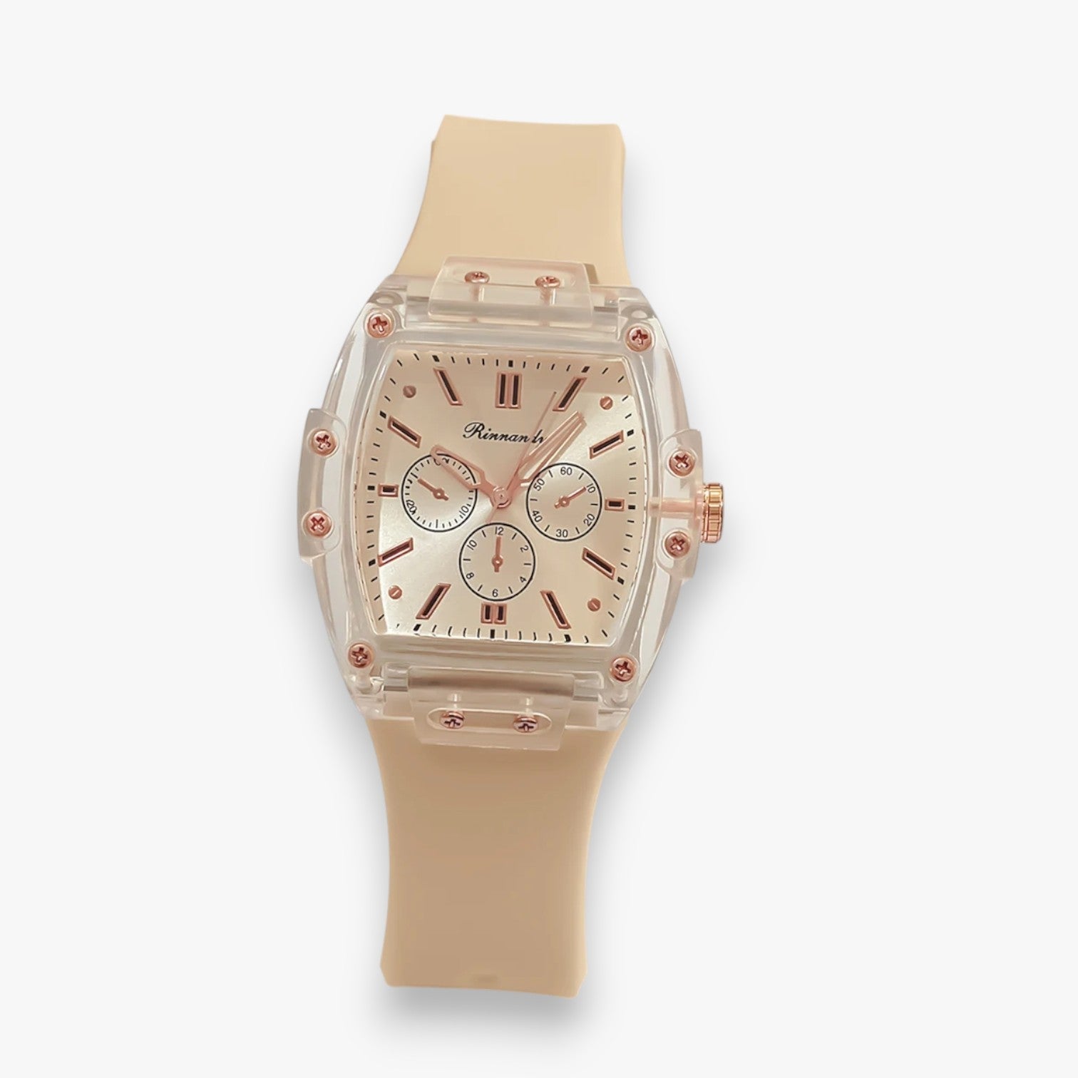 Kiera | Luksuriøst og komfortabelt damesur med silikonearmbånd - Beige - Kiera | Luksuriøst og komfortabelt damesur med silikonearmbånd - €25 - {{ product_tags }