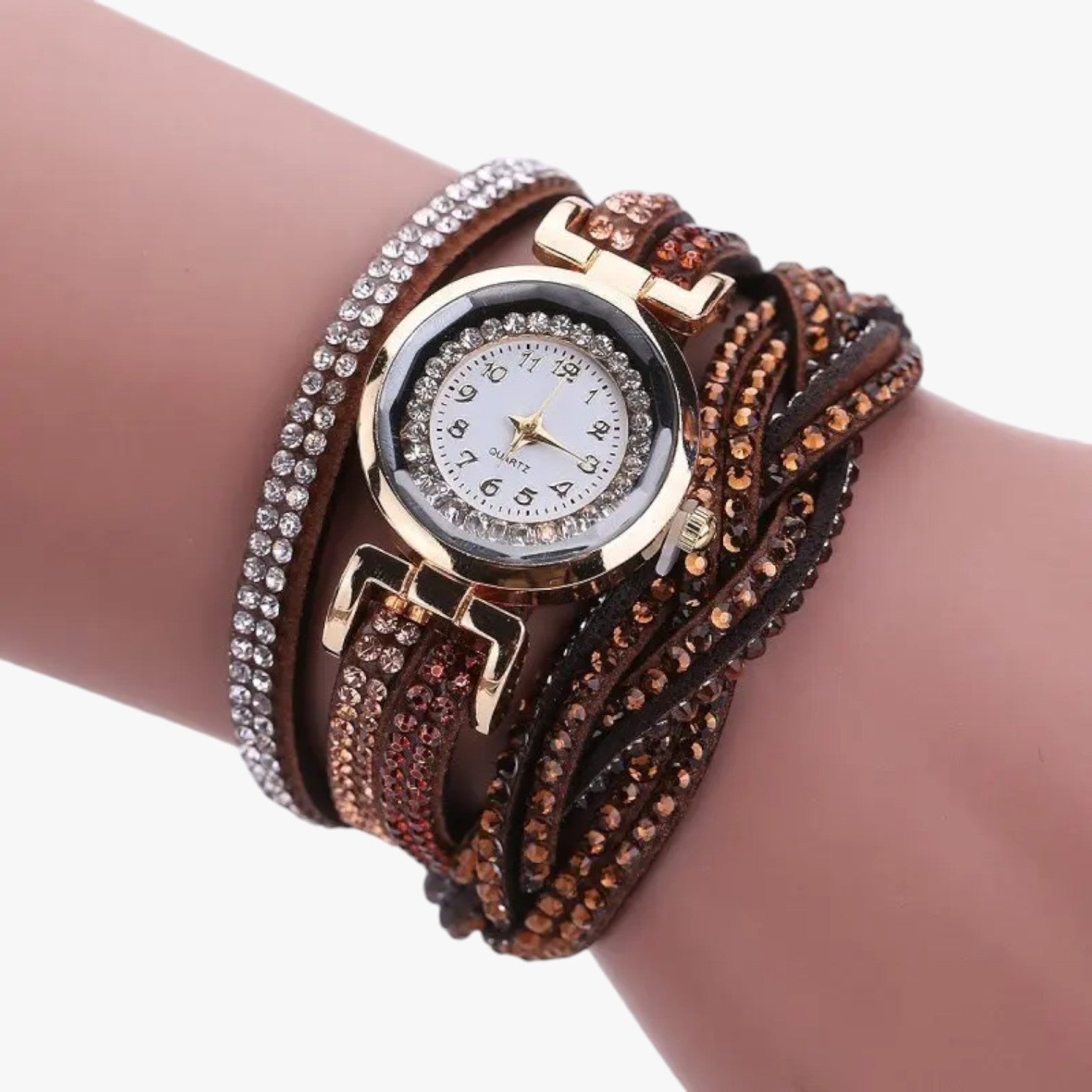 Heidi | Damenuhr med lang læderrem: elegance og glans i ét - Marrone - watches - {{ product_tags }