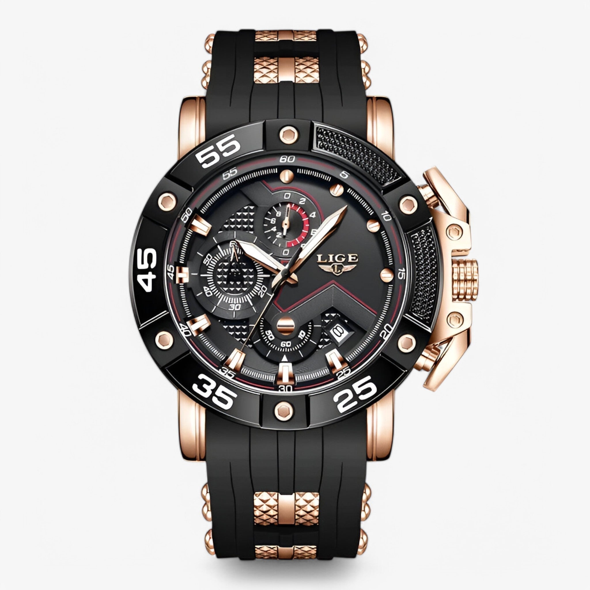 Paco | Quartz sports militær herreur - sort rosa guld - watches - {{ product_tags }