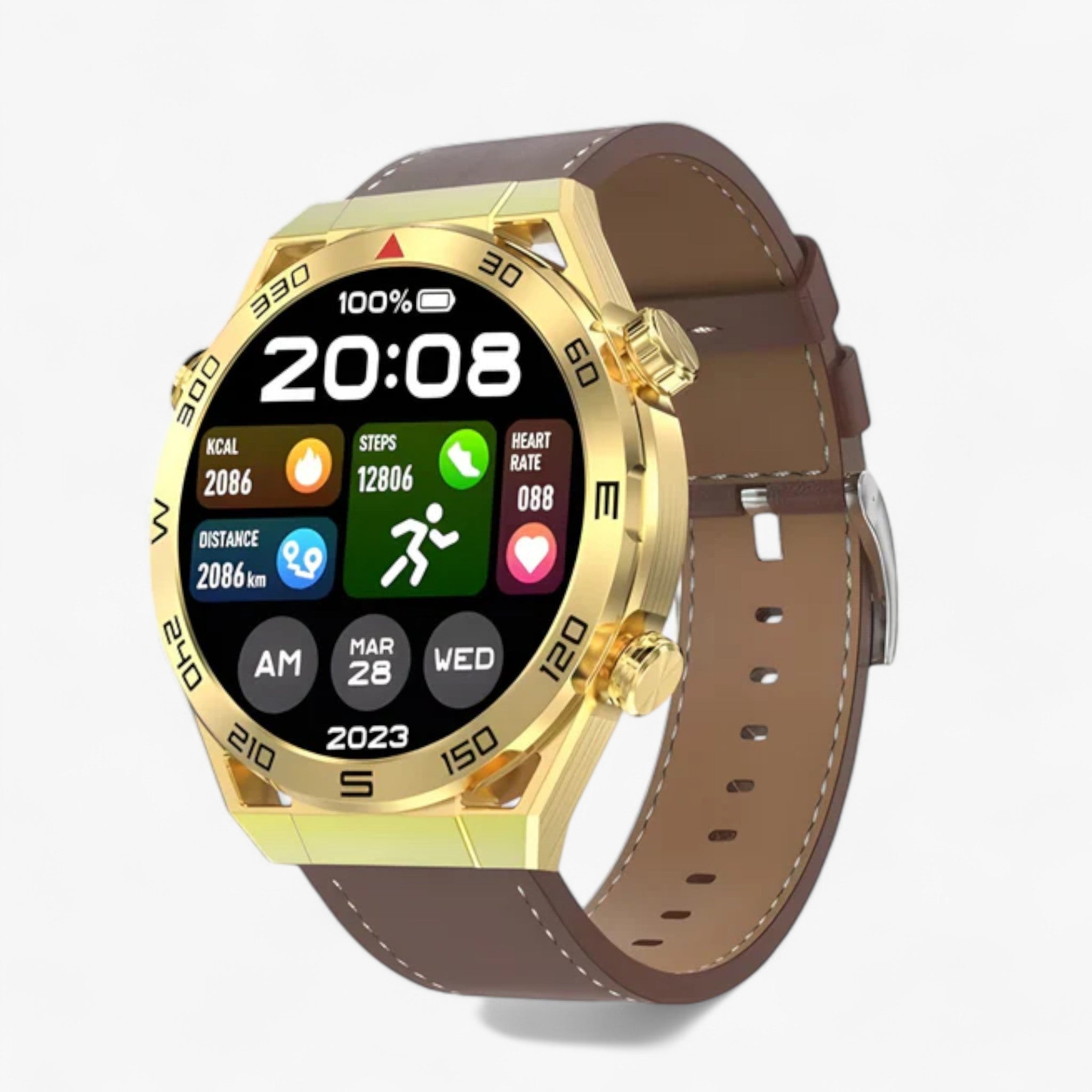 DT Ultra Mate | Smartwatch - GPS og NFC til mænd med Bluetooth-opkald og EKG - Gyldent læder - DT Ultra Mate | Smartwatch - GPS og NFC til mænd med Bluetooth-opkald og EKG - €25 - {{ product_tags }
