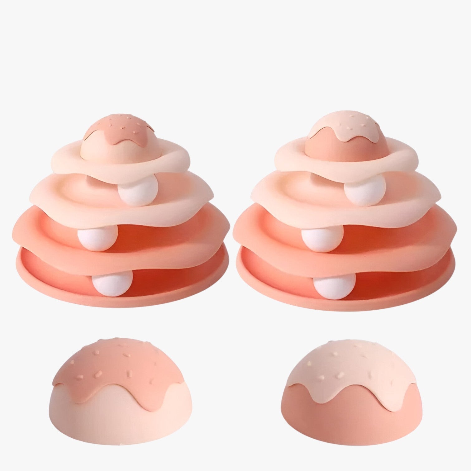 Clover | Interaktivt 4-etagers tårn – Sjovt legetøj til aktive katte - rosa afslappet - other - {{ product_tags }