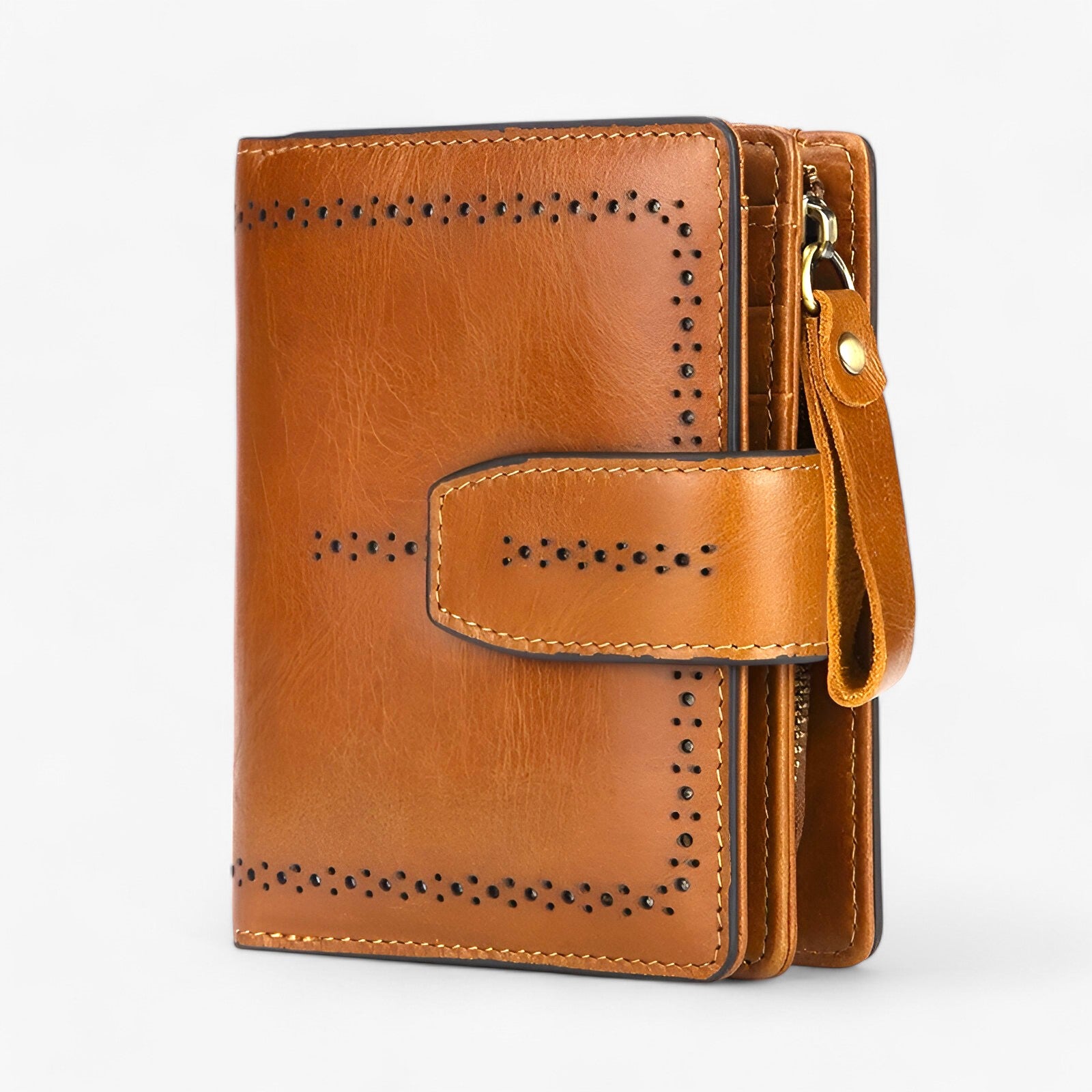 Beatriz | Compact RFID-blocking Leather Wallet with Zipper and ID Window - - bags - {{ product_tags }
