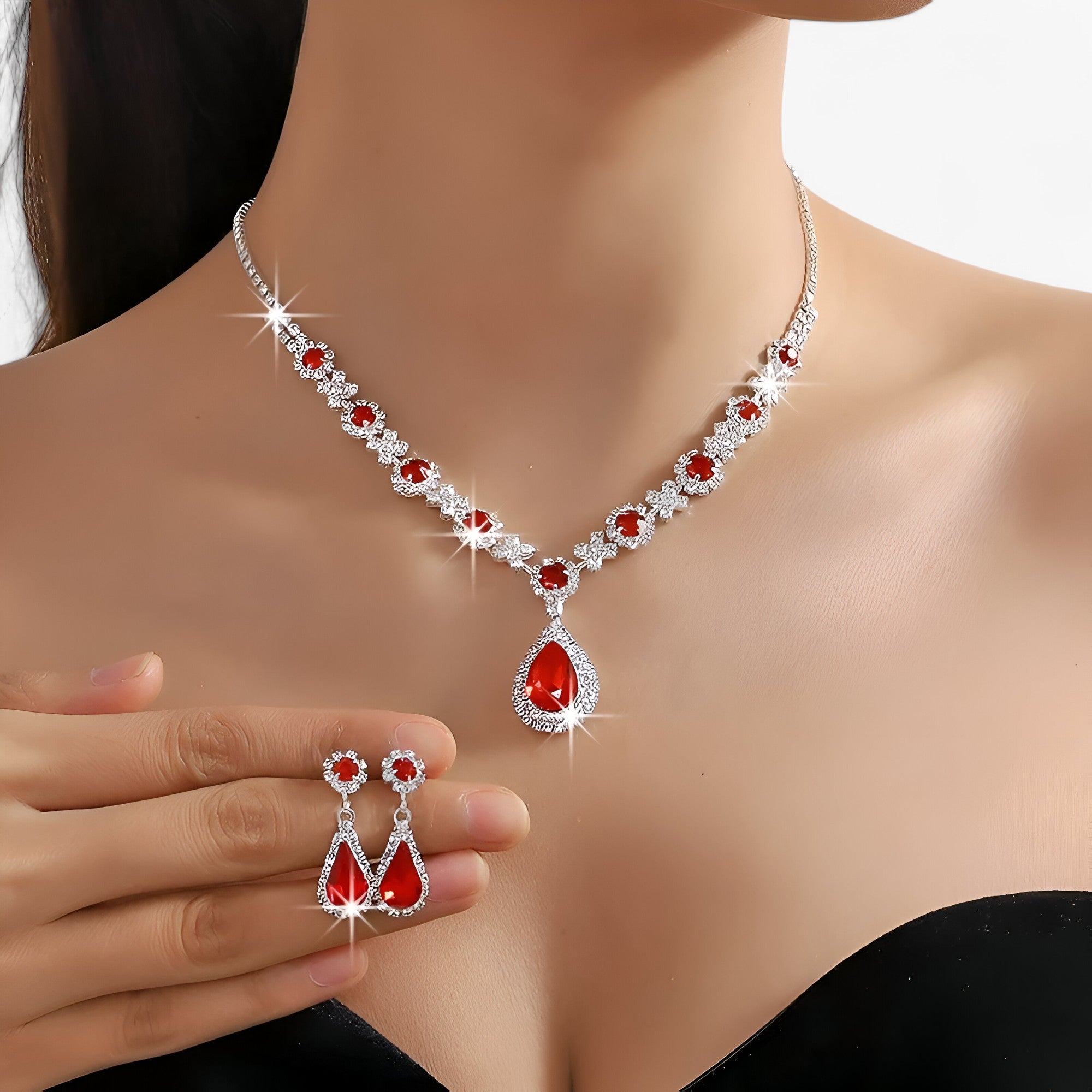 Amanda | Elegant vielsesæt 2 dele - dråpehæng og øreringe - - Amanda | Elegant vielsesæt 2 dele - dråpehæng og øreringe- €25 - {{ product_tags }