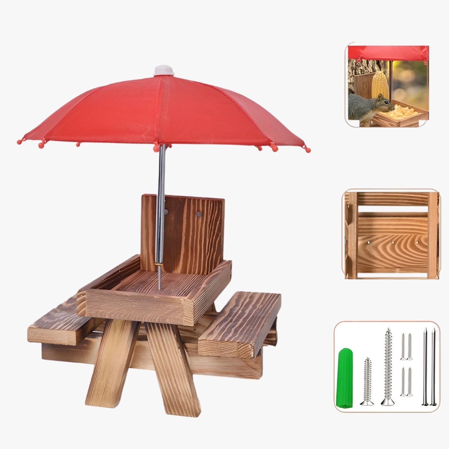 Zandro | Foderkasse til egern med bænk - sød og vejrresistent - - house & garden - {{ product_tags }
