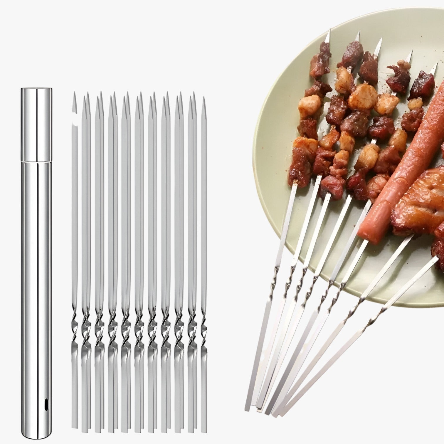 Gavin | 15 stk rustfrit stål BBQ-spidser – genanvendelige og perfekte til grillning - - Gavin | 15 stk rustfrit stål BBQ-spidser – genanvendelige og perfekte til grillning- €25 - {{ product_tags }