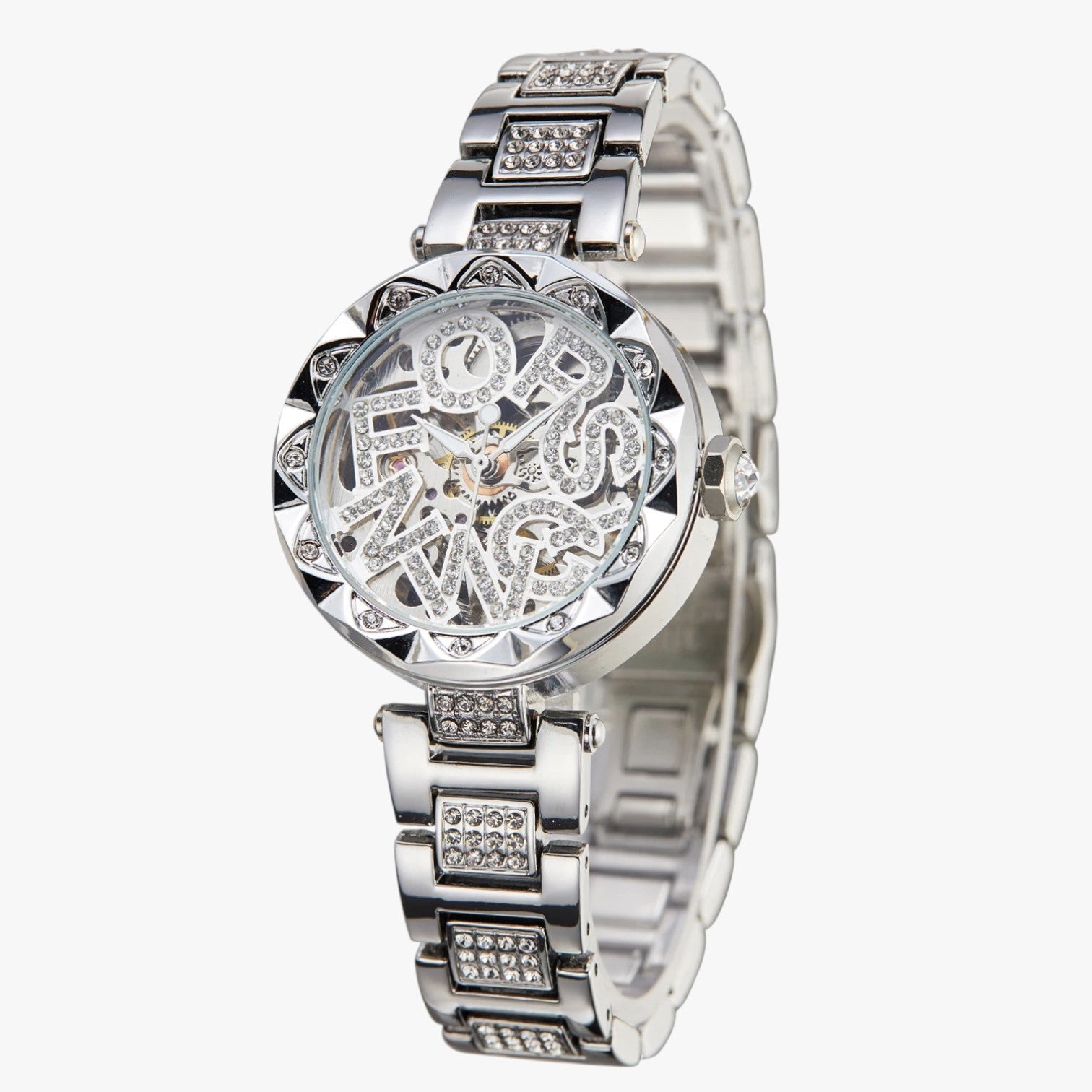 Ana | Luksus Kvinders Ur 2025 Mekanisk Elegance i Stål og Diamanter 3D - Hvid - watches - {{ product_tags }