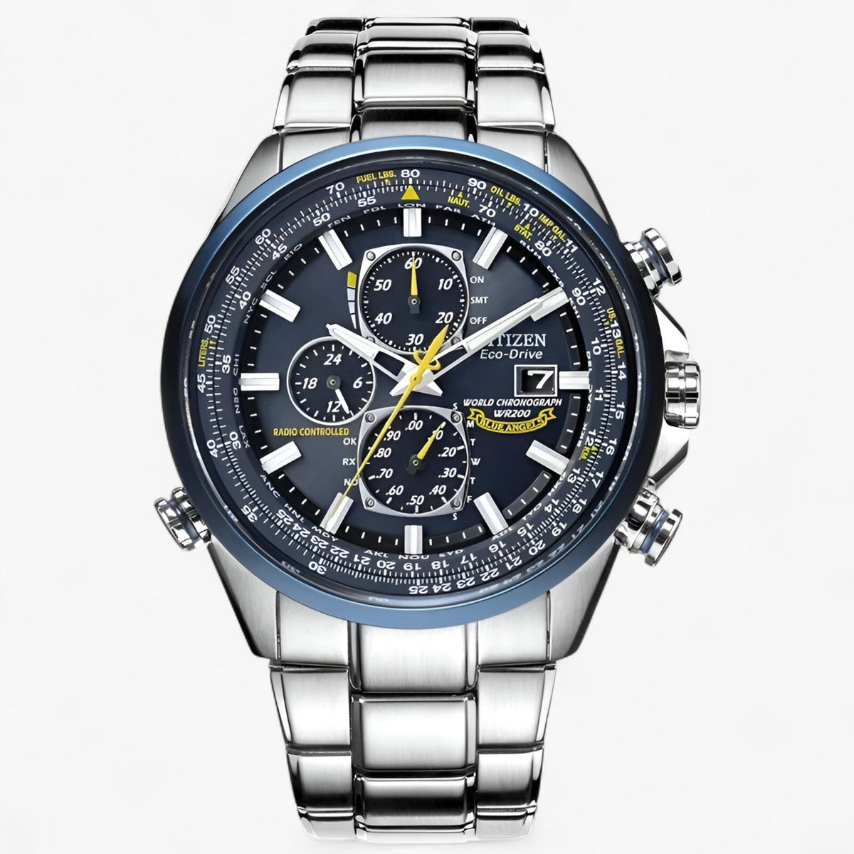 Herre Kronograf Ur MultiSteel 42mm – Stål Sølv, Blå Urskive
