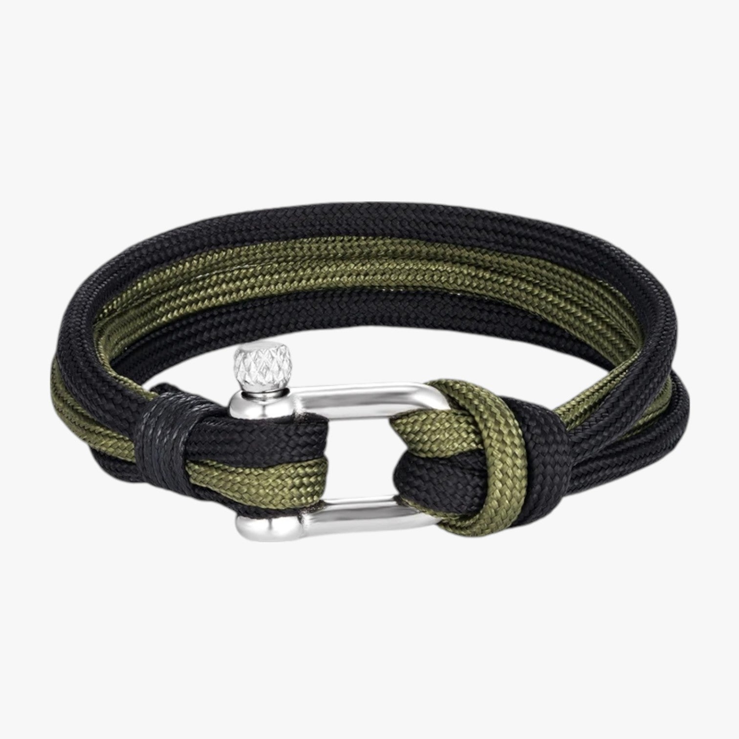 Tristan | Overlevelses Paracord Armbånd med Nautisk Krog - Sort Grøn - Tristan | Overlevelses Paracord Armbånd med Nautisk Krog - €25 - {{ product_tags }