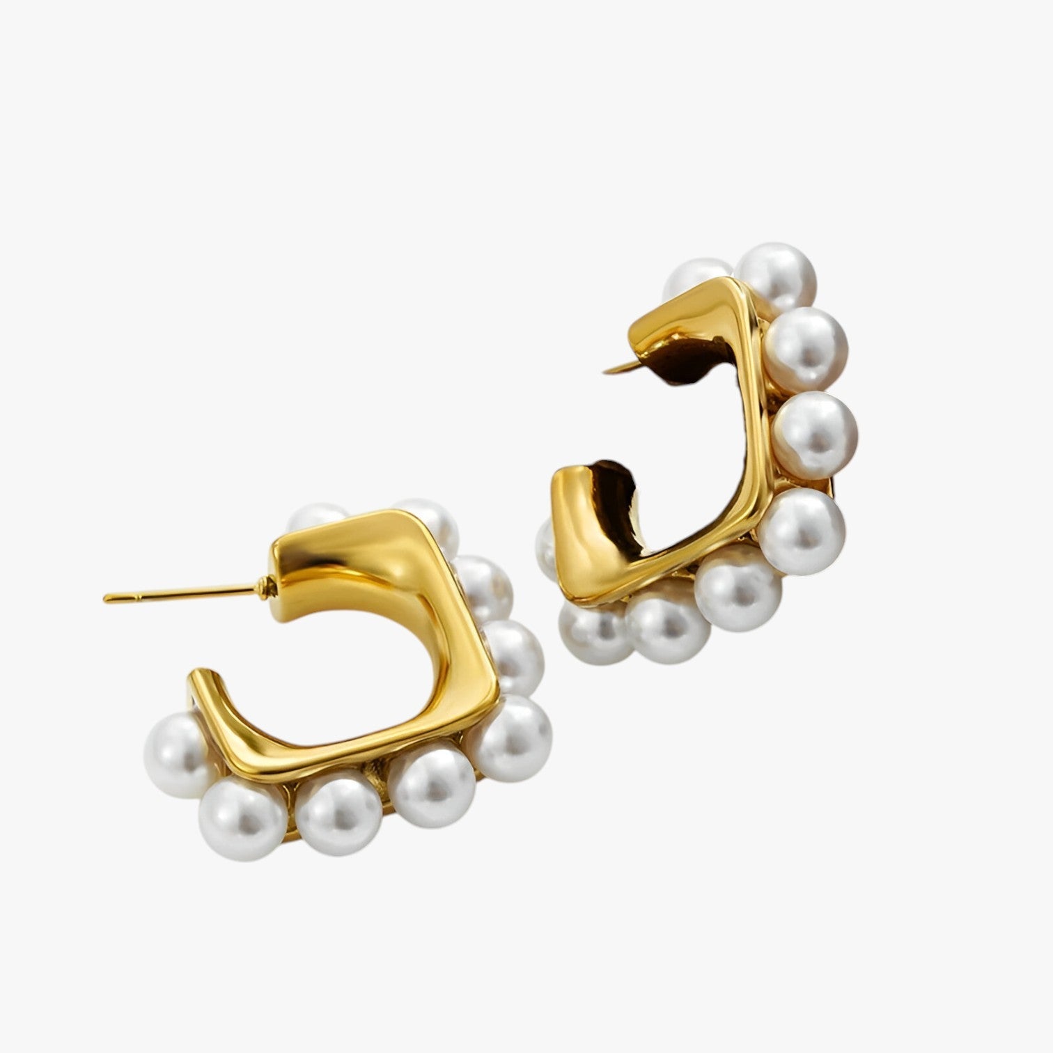Audrey | Elegante Chunky Guld Perle Hoops – Hypoallergenisk & Stilet - - women's fashion - {{ product_tags }