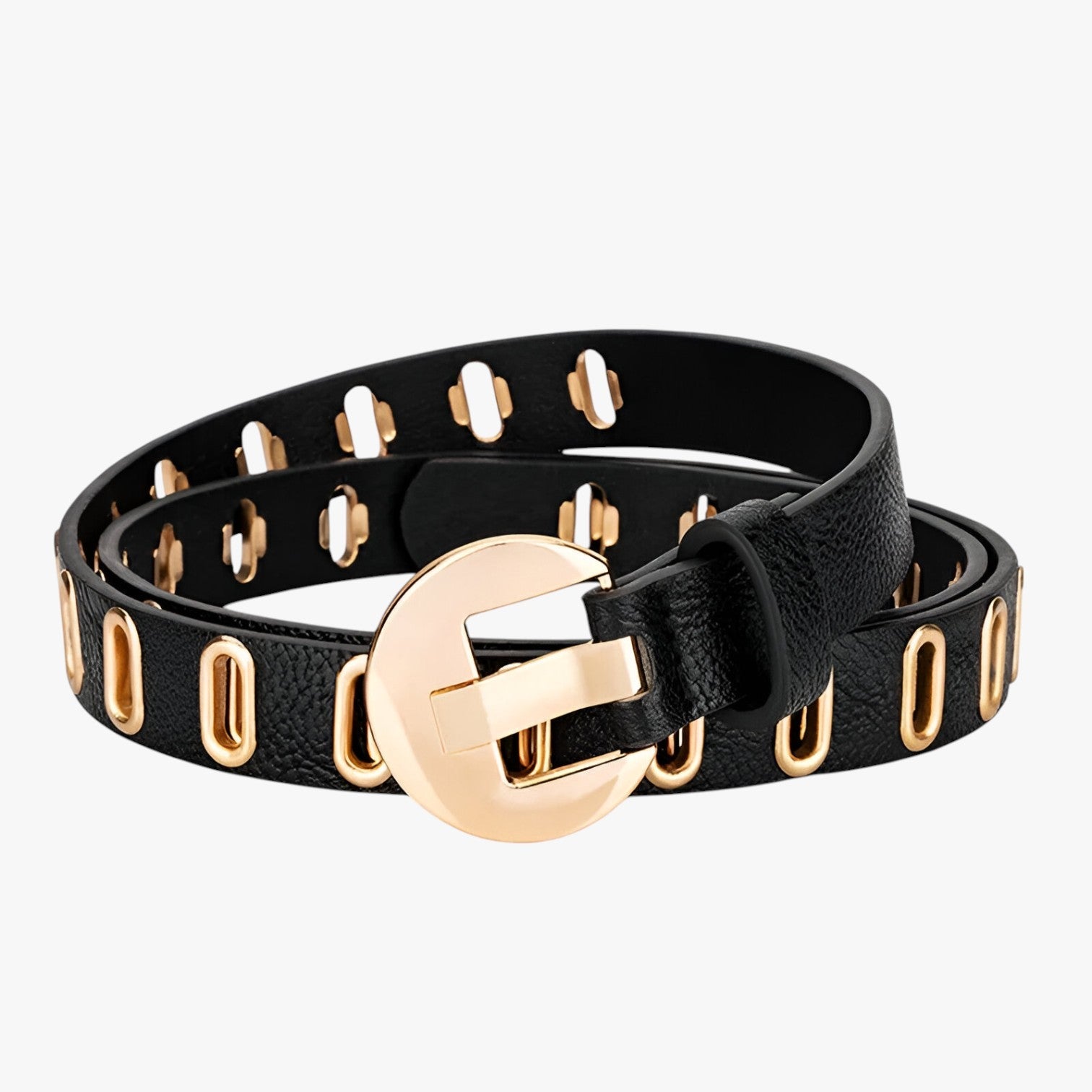 Ellie | Justerbar Grunge Kvindebælte i Punkstil med Spænde i Legering - sort - women's fashion - {{ product_tags }