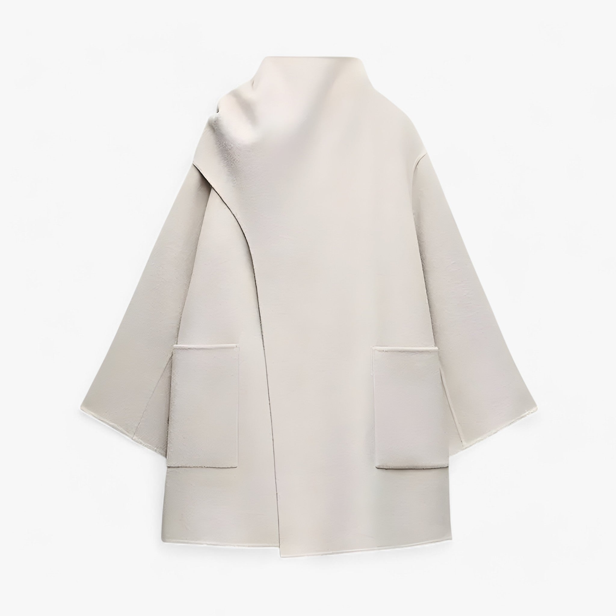 Emma | Elegant Uldfrakke med Halstørklæde – Perfekt til Koldere Dage - Fotofarve - women's fashion - {{ product_tags }