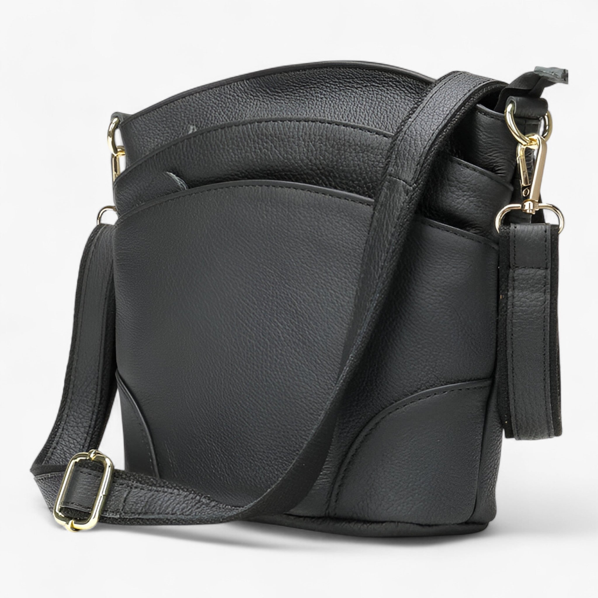 Echte Læder Crossbody Taske Dame - Sort - Kvinders håndtasker - {{ product_tags }
