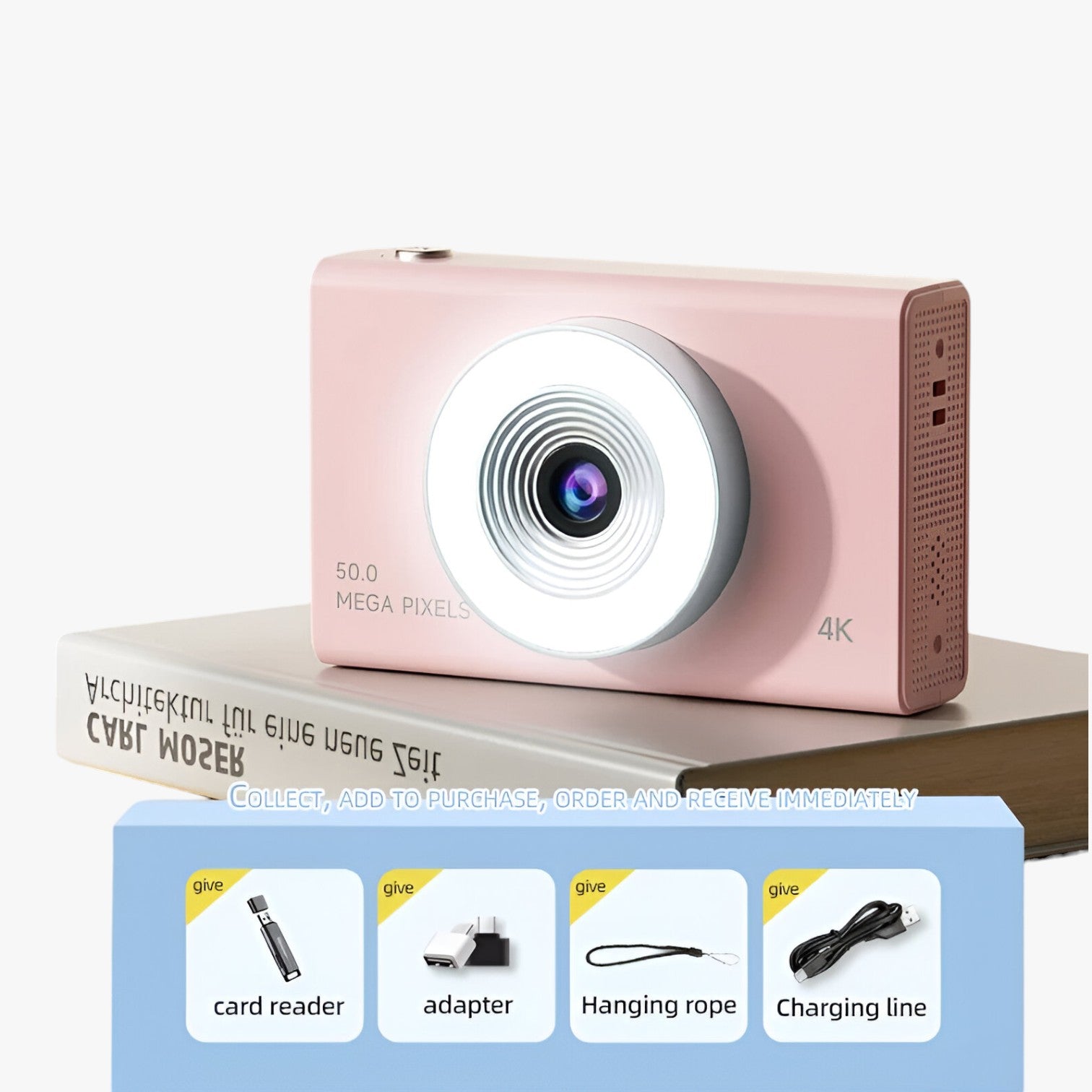 Gabin | 4K Retro Kamera – Høj opløsning og bærbart design - Rosa - other - {{ product_tags }