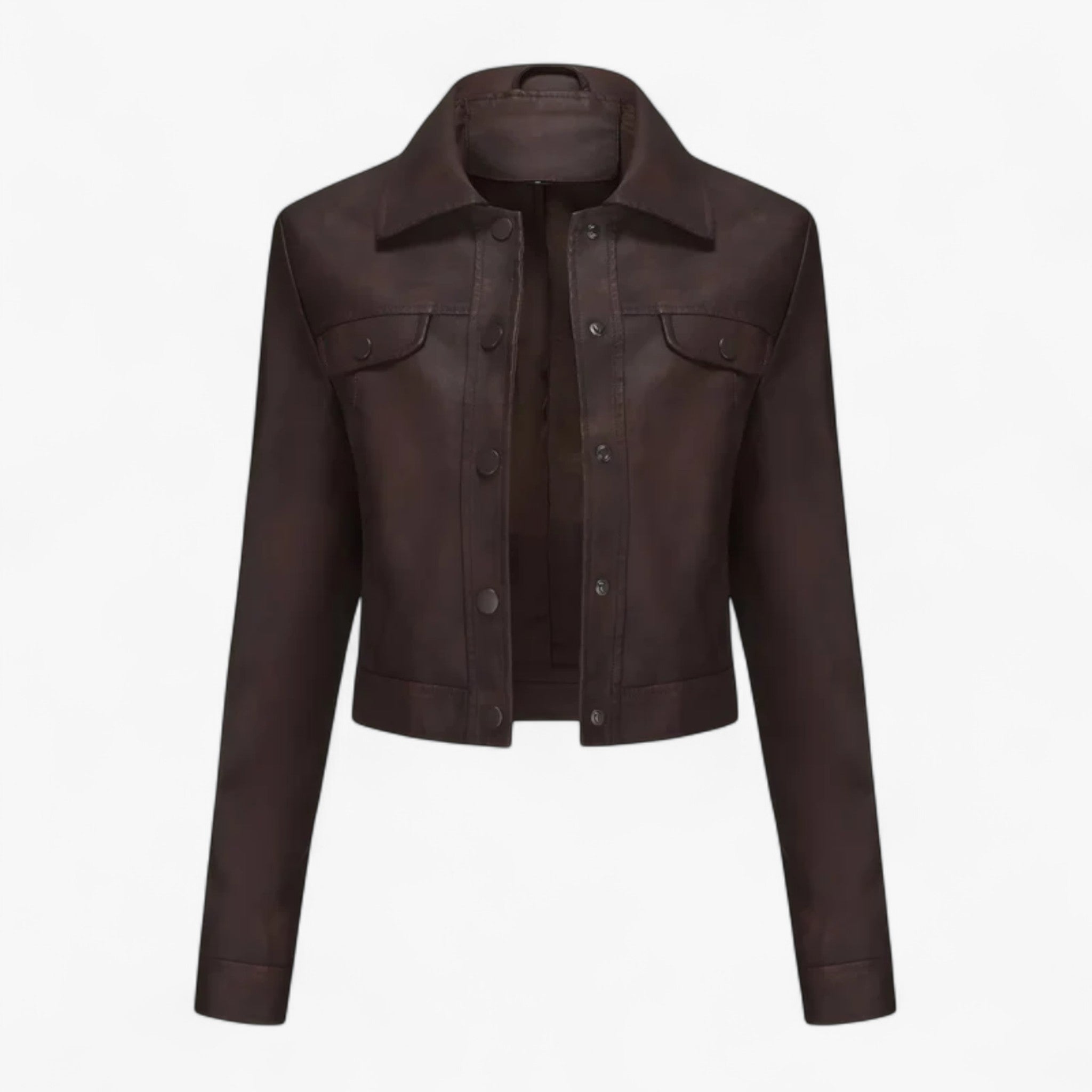 Elma | Smal læderjakke til kvinder - Kamel - women's fashion - {{ product_tags }