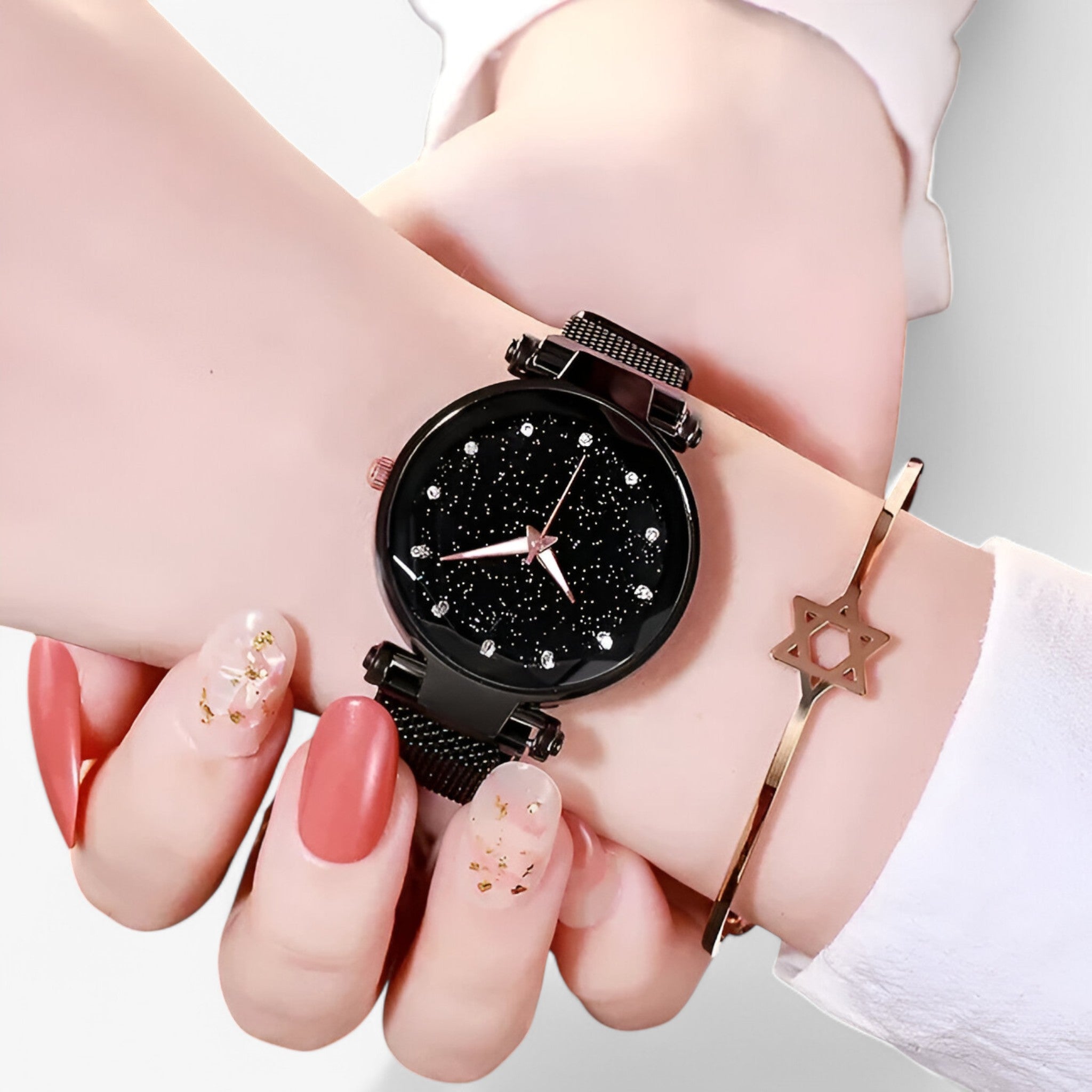 Stella | Dameshorloge met sterrenkoekjeswijzerplaat - - watches - {{ product_tags }