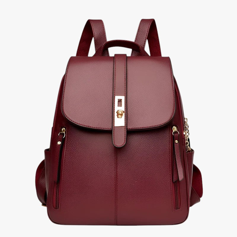 Dana | Elegant dames læder rygsæk - Perfekt til hverdag og rejser - Rød - bags - {{ product_tags }