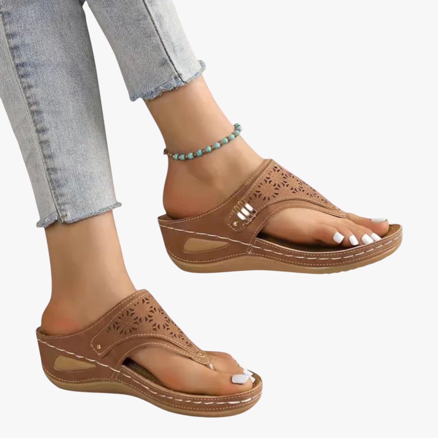 Julia | Bløde ortopædiske damesandaler, skridsikre og med sommerplatform - - Julia | Bløde ortopædiske damesandaler, skridsikre og med sommerplatform - €25 - {{ product_tags }