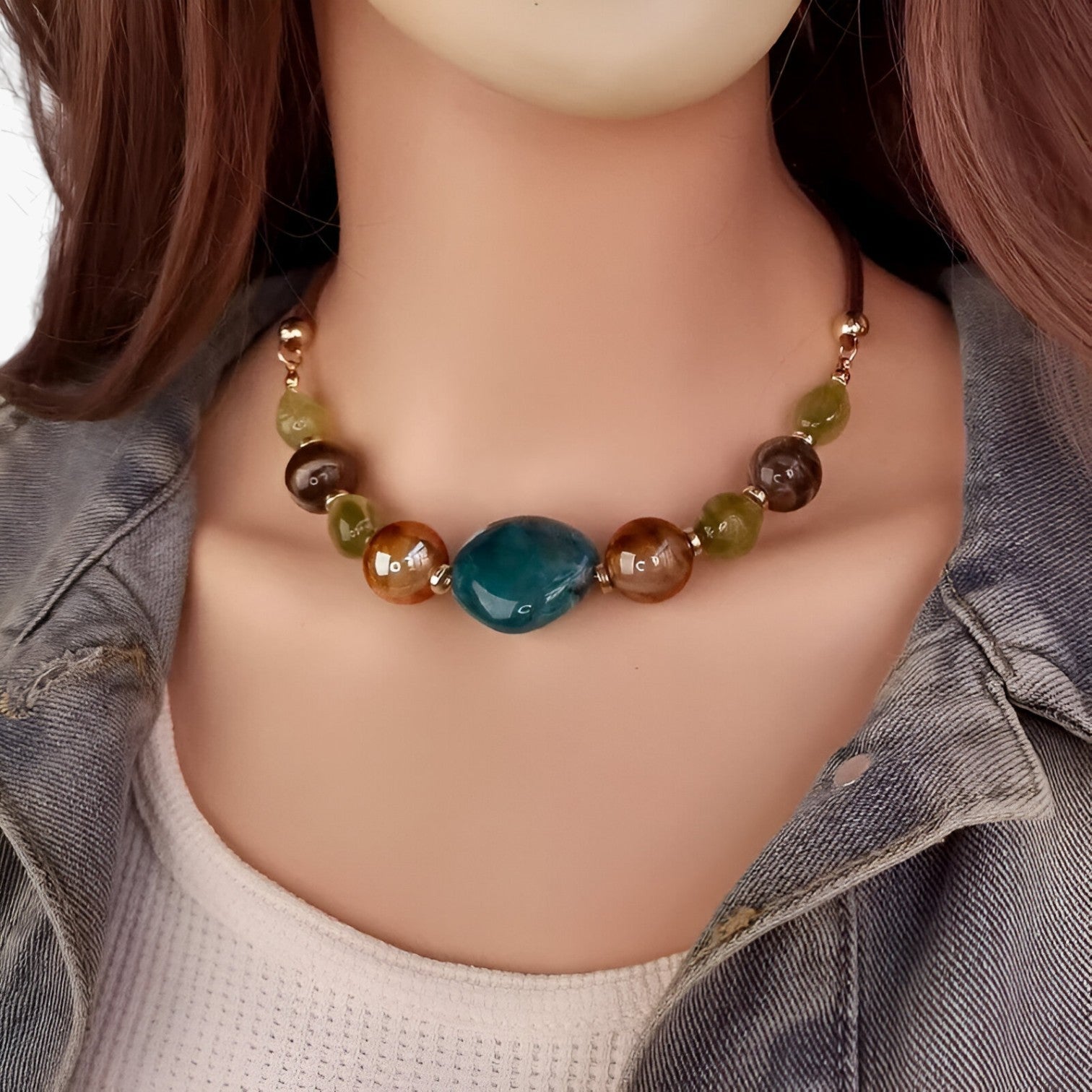 Kirsten | Stilfuld vintage statement halskæde – tidløs elegance - Grøn - women's fashion - {{ product_tags }