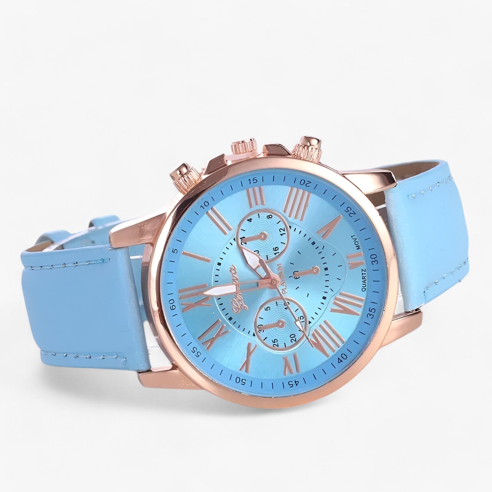 Kleng | Luksus Damesur - Vandtæt Læder til Enhver Anledning - Lyseblå - watches - {{ product_tags }