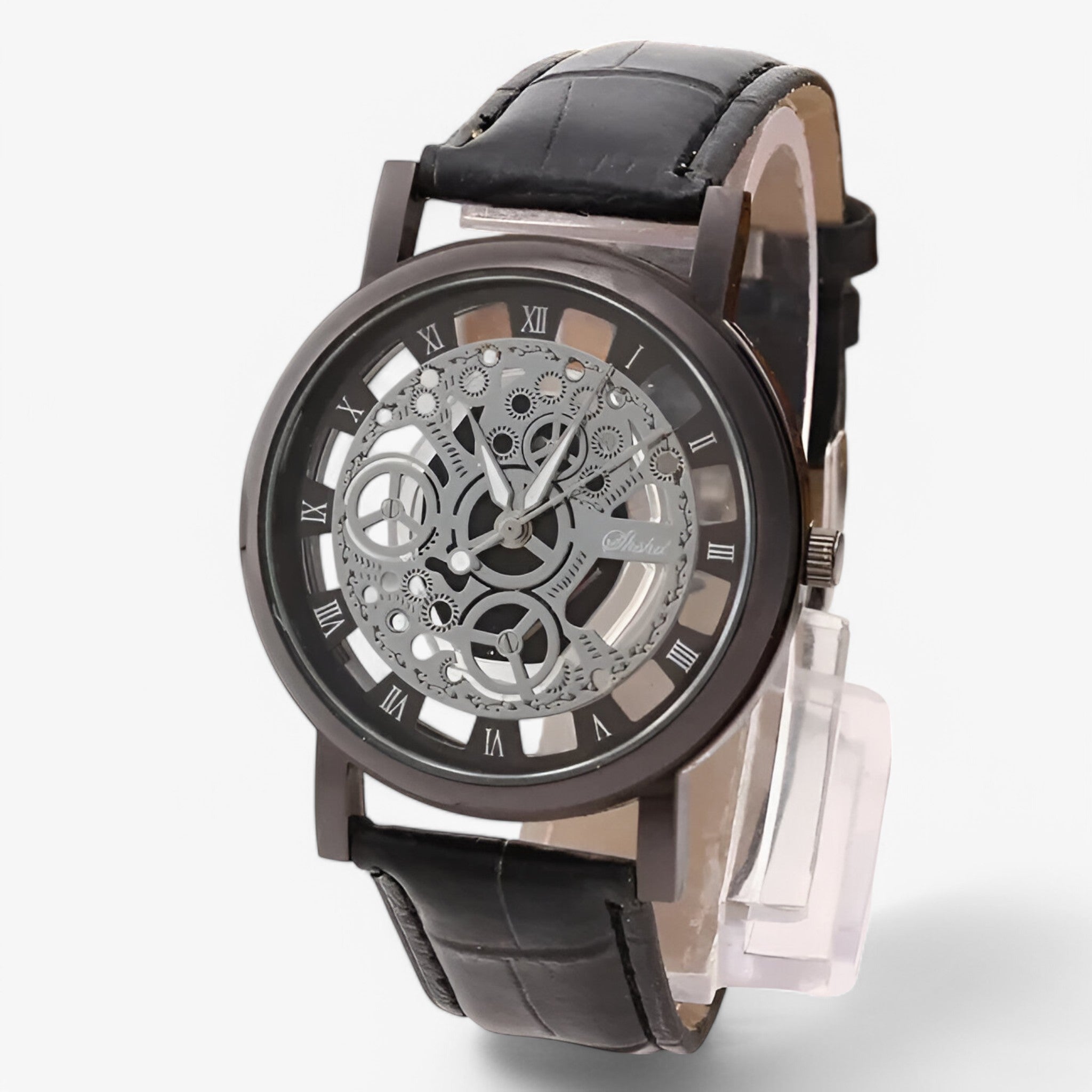 Olivier | Kvartsur med læderrem og romersk urskive - sort sort - watches - {{ product_tags }