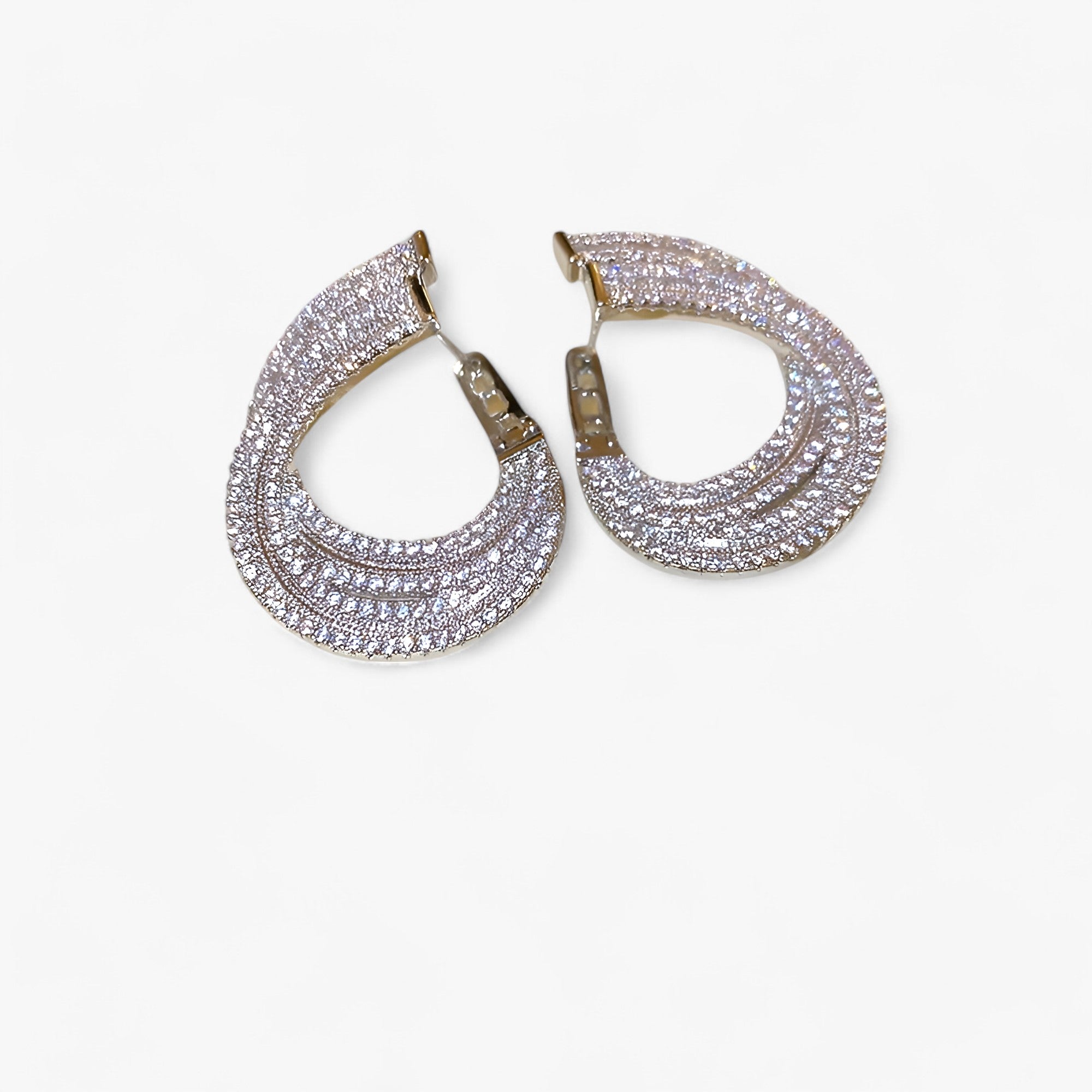 Jennica| Øreringe i zirkonia i dobbelt lag – Unik festpynt - - women's fashion - {{ product_tags }
