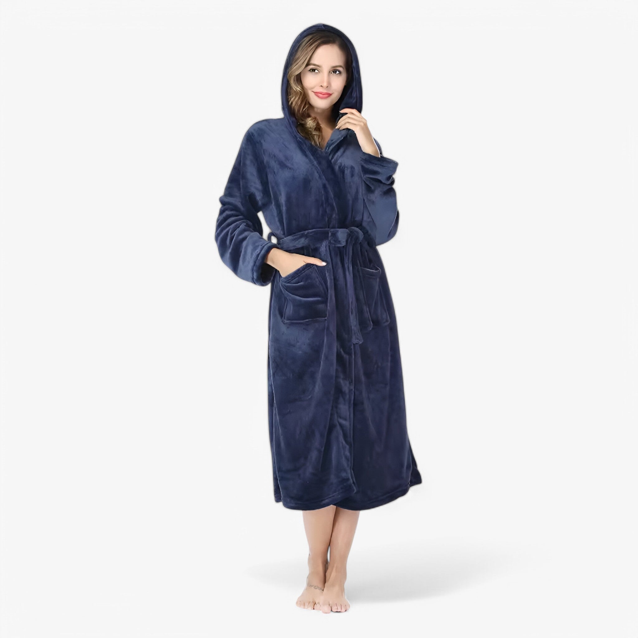 Amalie | Blød og Varm Fleece Badekåbe - Marineblå - Amalie | Blød og Varm Fleece Badekåbe- €25 - {{ product_tags }