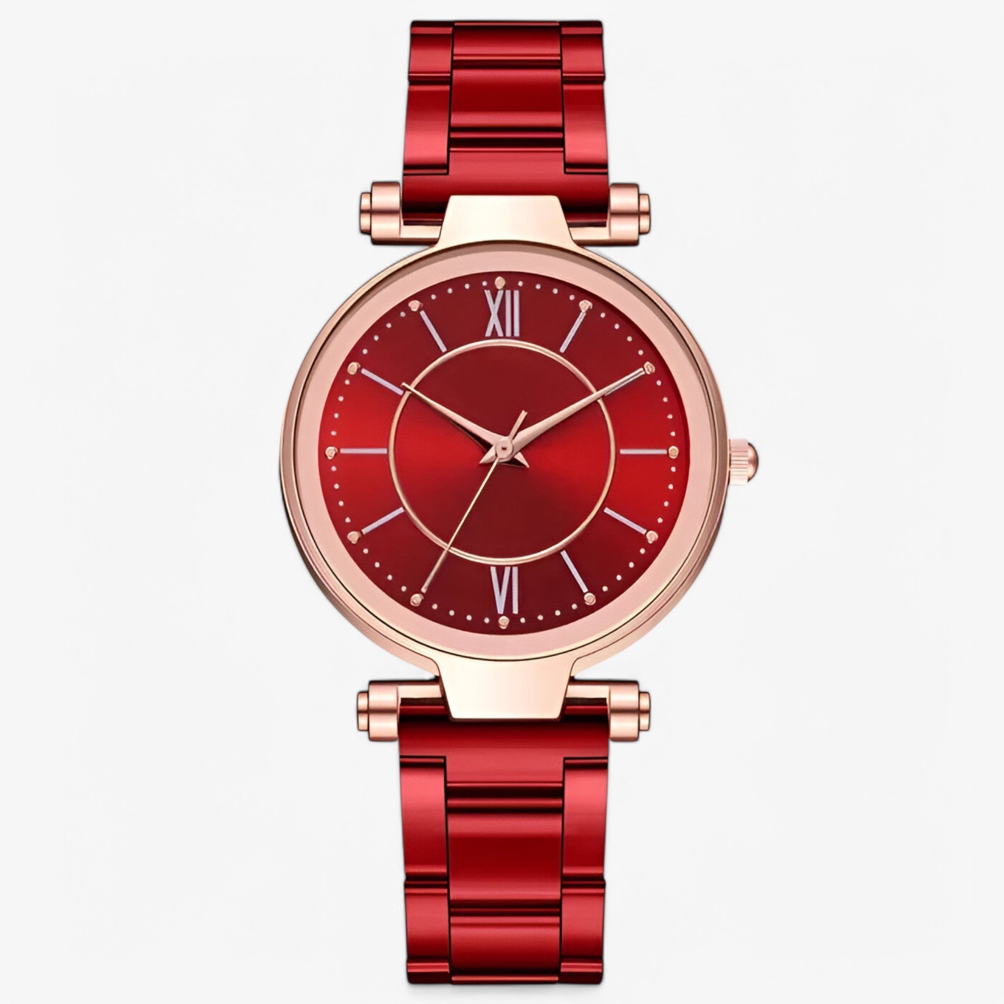 Claudia | Klassisk rosa stålur - rød - watches - {{ product_tags }
