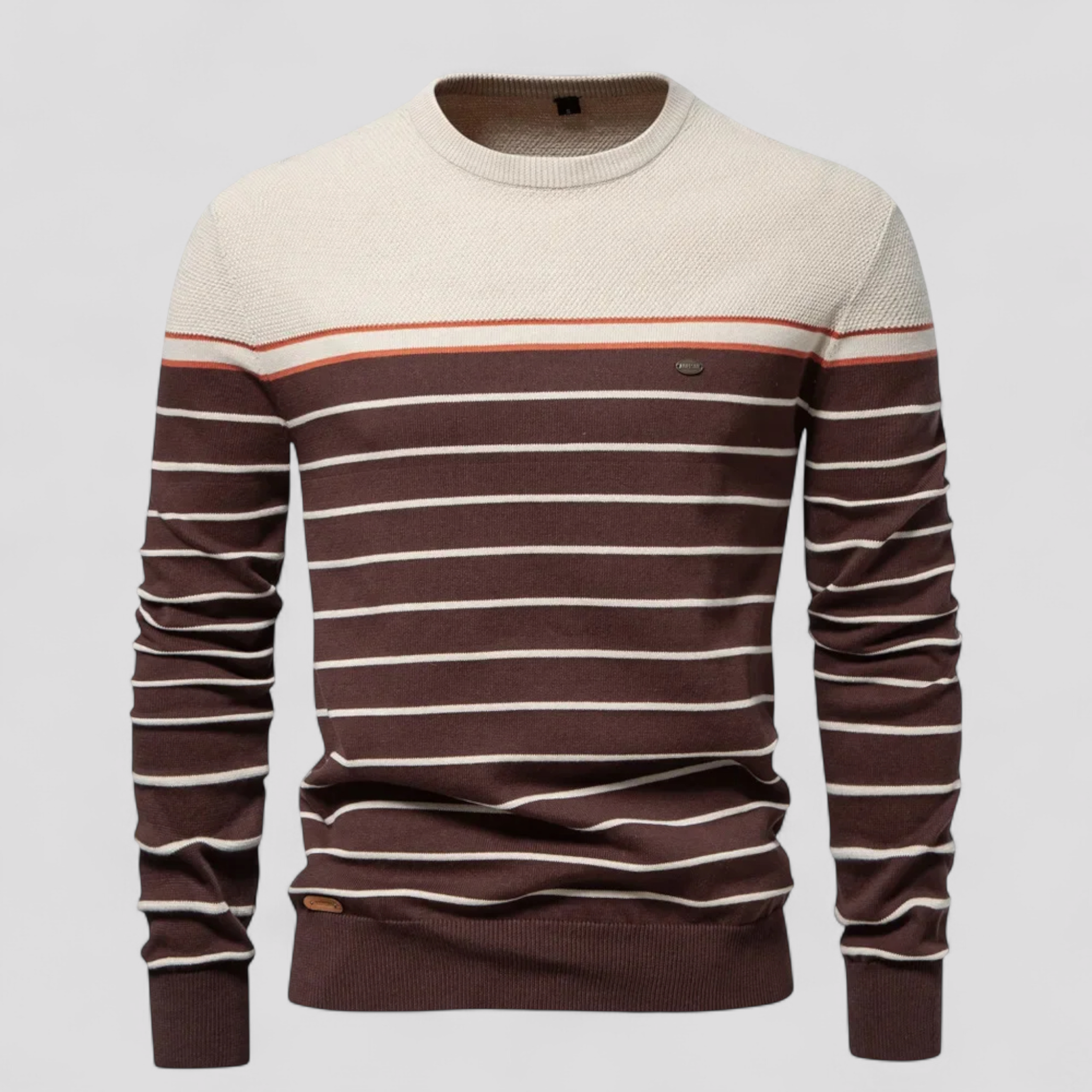 Calvin | Efterårsstribet premium sweater varm, elastisk og med perfekt stil - Khaki - Calvin | Efterårsstribet premium sweater varm, elastisk og med perfekt stil - €25 - {{ product_tags }