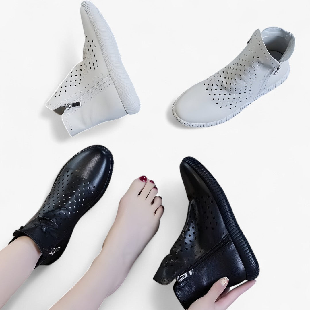 Dalia | Gladiatorstøvler i ægte læder med kilehæling i boho-stil - - Dalia | Gladiatorstøvler i ægte læder med kilehæling i boho-stil - €25 - {{ product_tags }