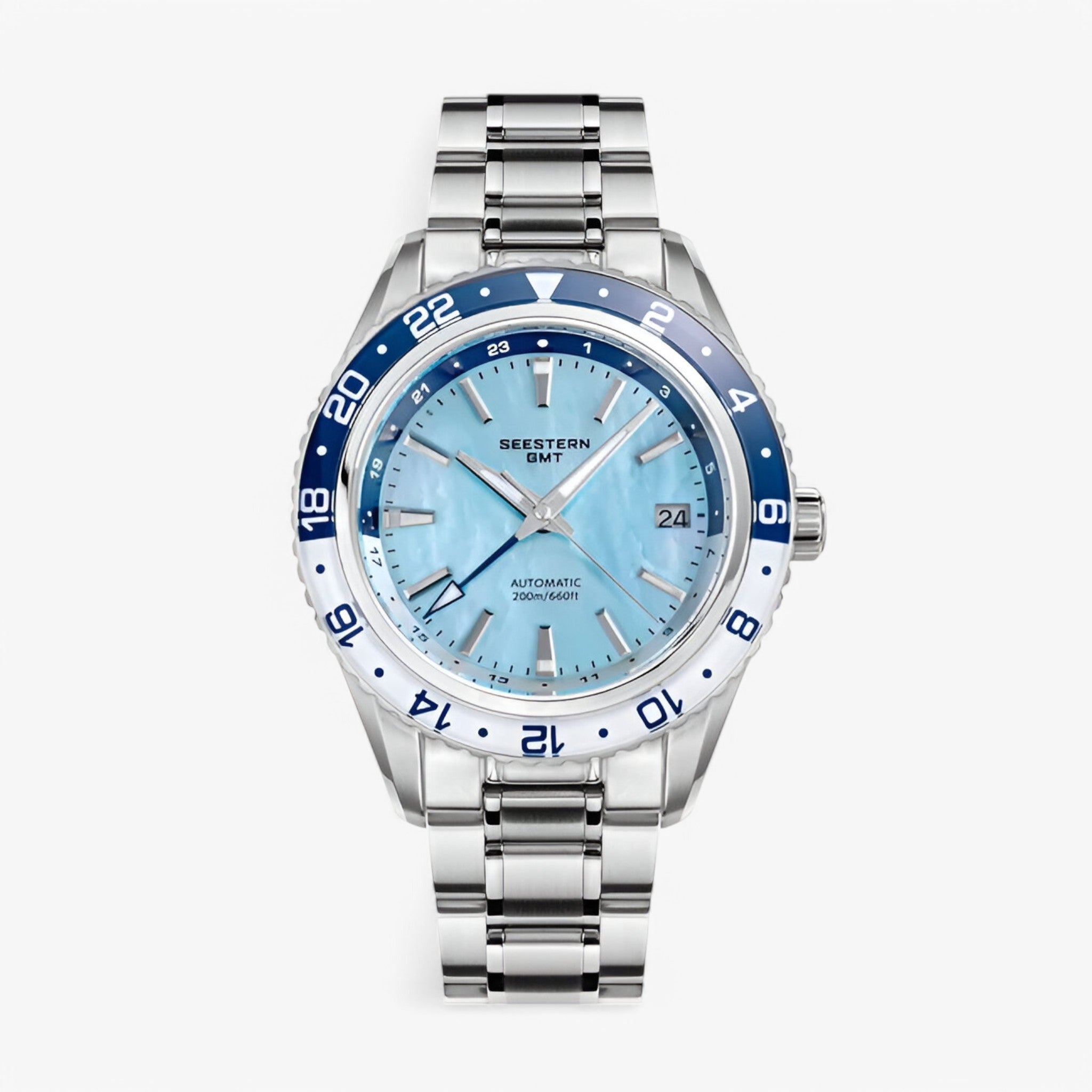 Ethan | Sofistikeret Automatisk GMT Kontorur - Vand blå - watches - {{ product_tags }