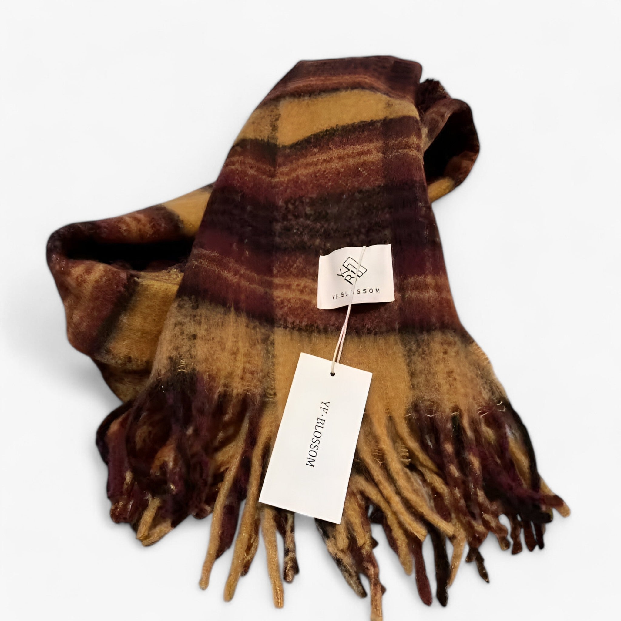 Liv | Varme Mohair Tjekket Sjal – Stilig & Komfortabel - Kamel - winter - {{ product_tags }